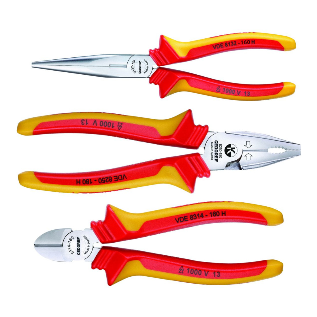 GEDORE Pince VDE set avec manchons isolants VDE 3 pcs.