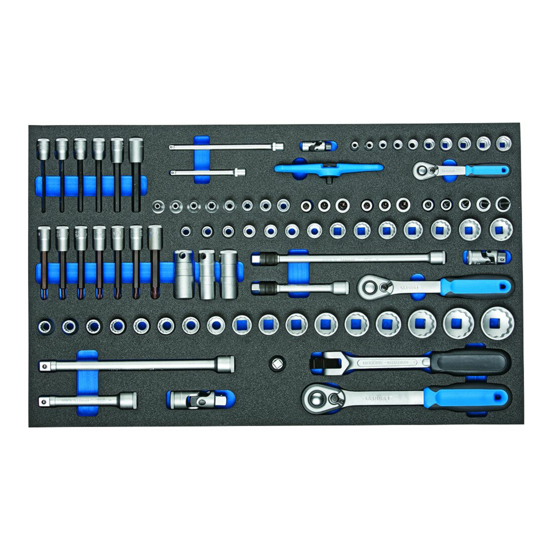 GEDORE Jeu de clés à douille 1/4''-3/8''-1/2'' dans le module Check-Tool, 91 pcs