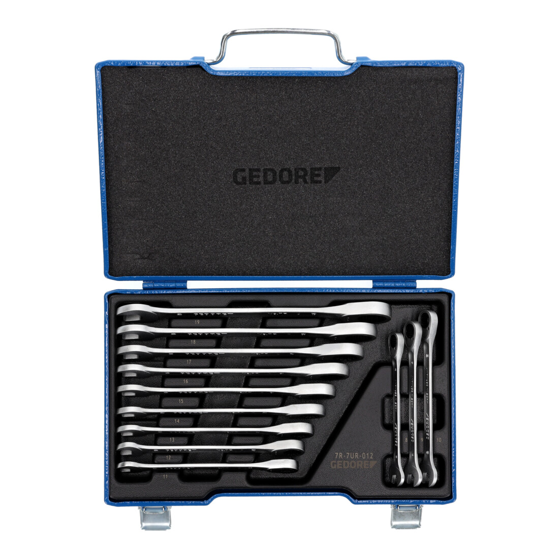 GEDORE Set de clés mixtes à cliquet 7 R-012 12 pièces ouverture de clé 8-19 mm CV dans coffret en acier