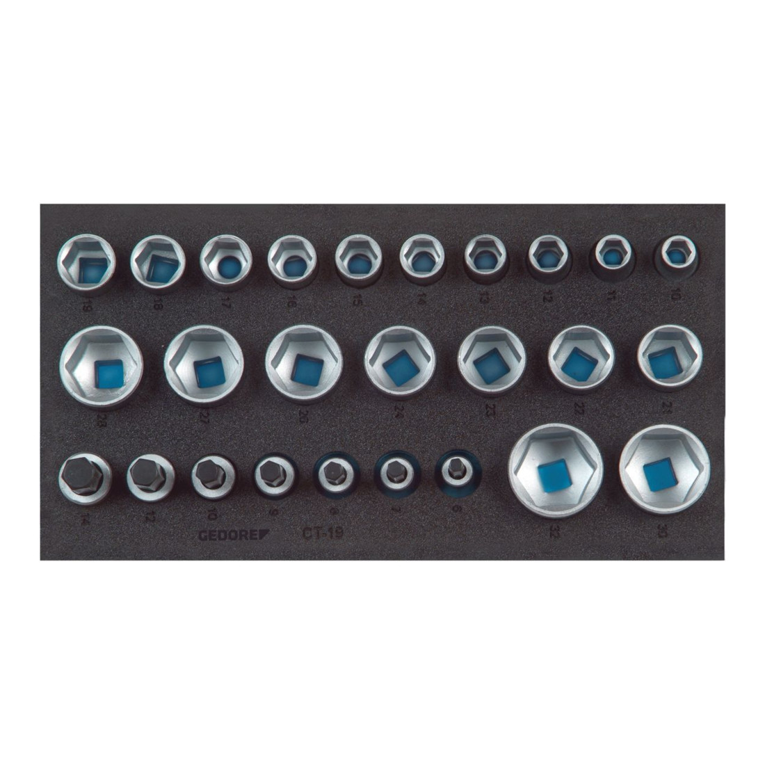 GEDORE Module à outils 1500 CT1-19 l.157,5xP.310mm 26pces 1/2po. Jeu de clés à douille