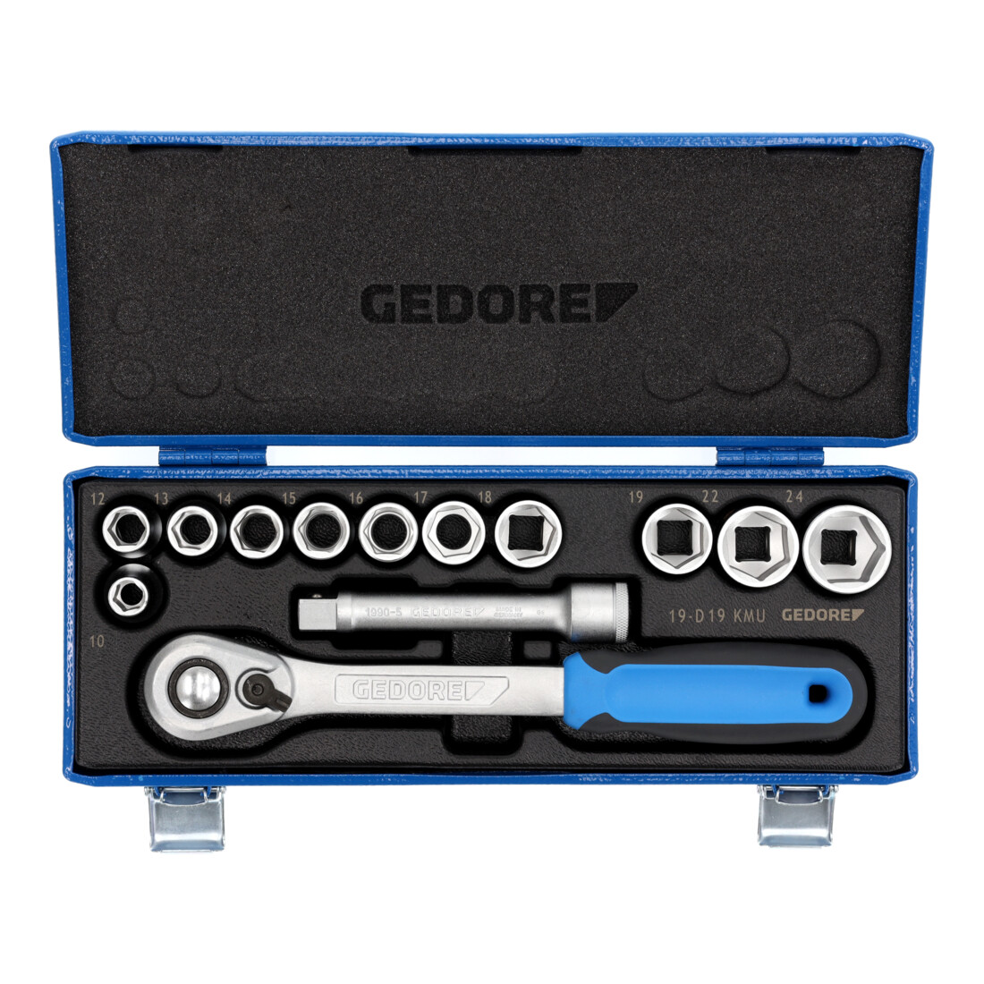 GEDORE Jeu de clés à douille 19 KMU-20 1/2 po. 6 pans 13 pces 10 24 mm 6 pans mallette en