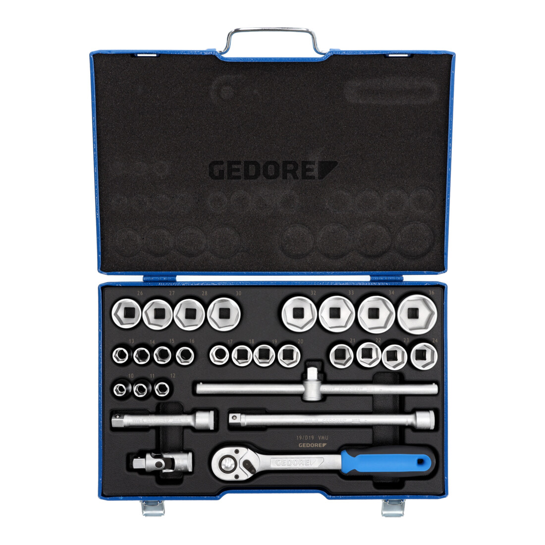GEDORE Jeu de clés à douille 19 VMU-10 1/2 po. 6 pans 28 pces 10 36 mm 6 pans mallette en