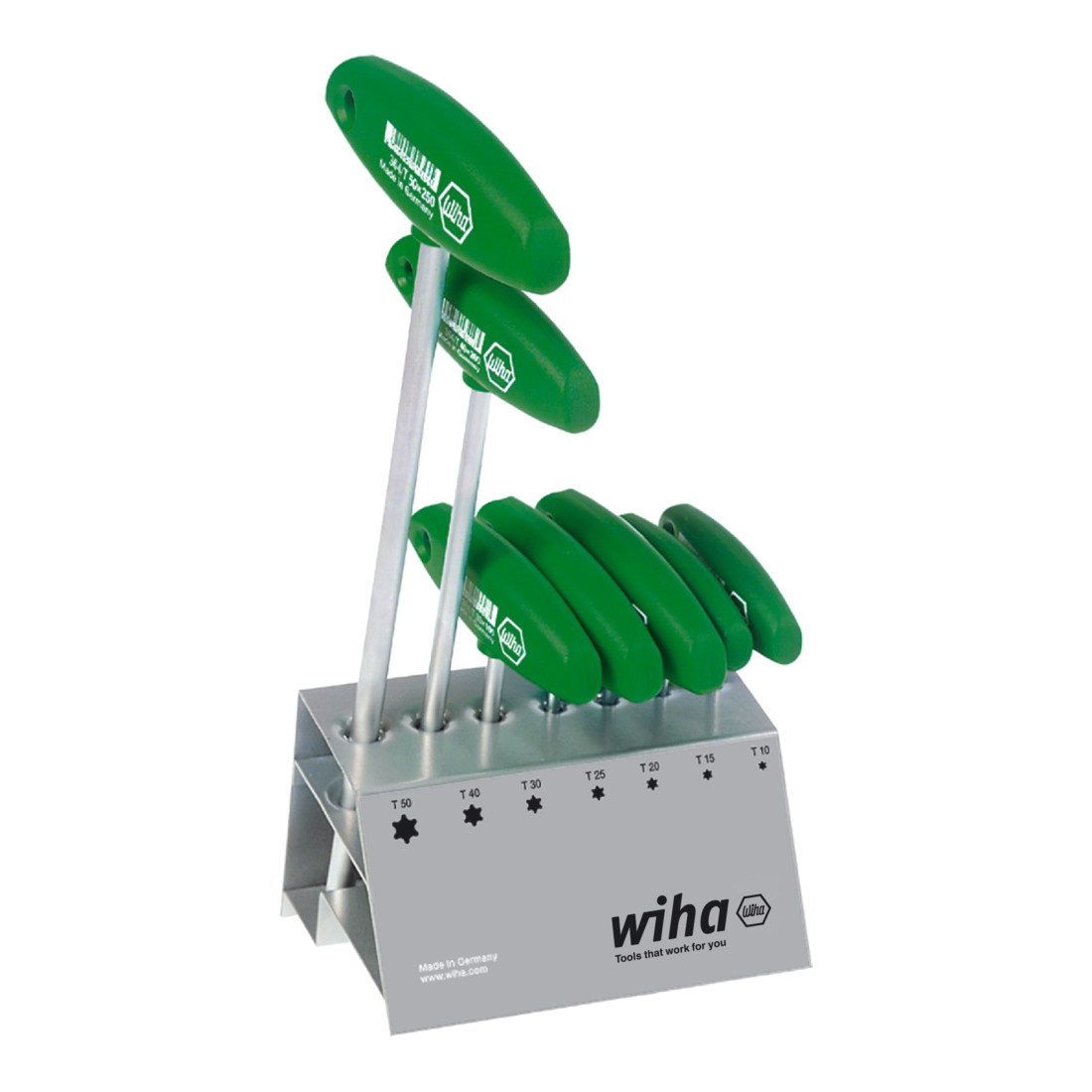 Wiha Jeu de clés mâles avec manche en T TORX®, 7 pcs, chromées mat sur présentoir (01348)