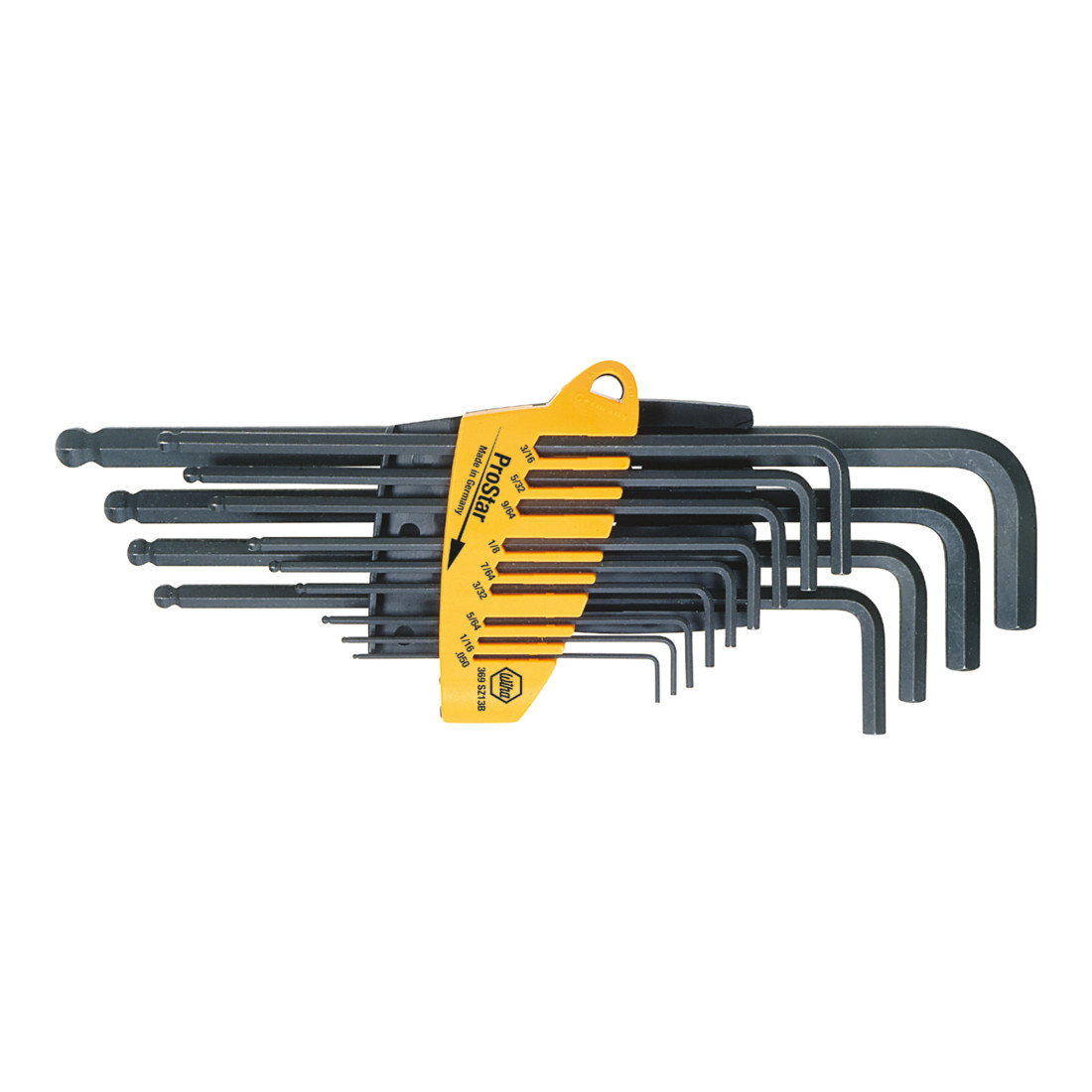 Wiha Set de clés mâles coudées similaire à ASME B18.3 9ps tête sph. 6p 0,05-1/16-5/64