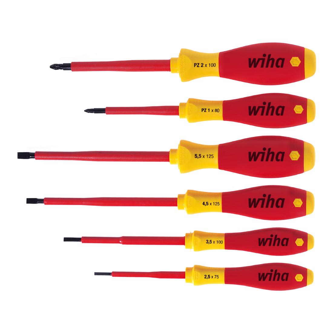 Wiha Jeu de tournevis IEC60900:2004 6pces VDE fente 2,5/3,5/4,5/5,5/PZD 1/2 poig. mul