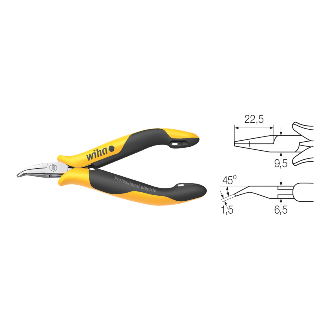 Wiha Pince demi-ronde Professional ESD Forme courbe, env. 45° (26802) 120 mm