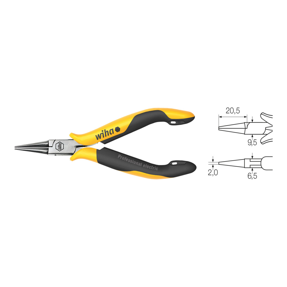 Wiha Pince ronde Professional ESD Mâchoires rondes, courtes (26804) 120 mm