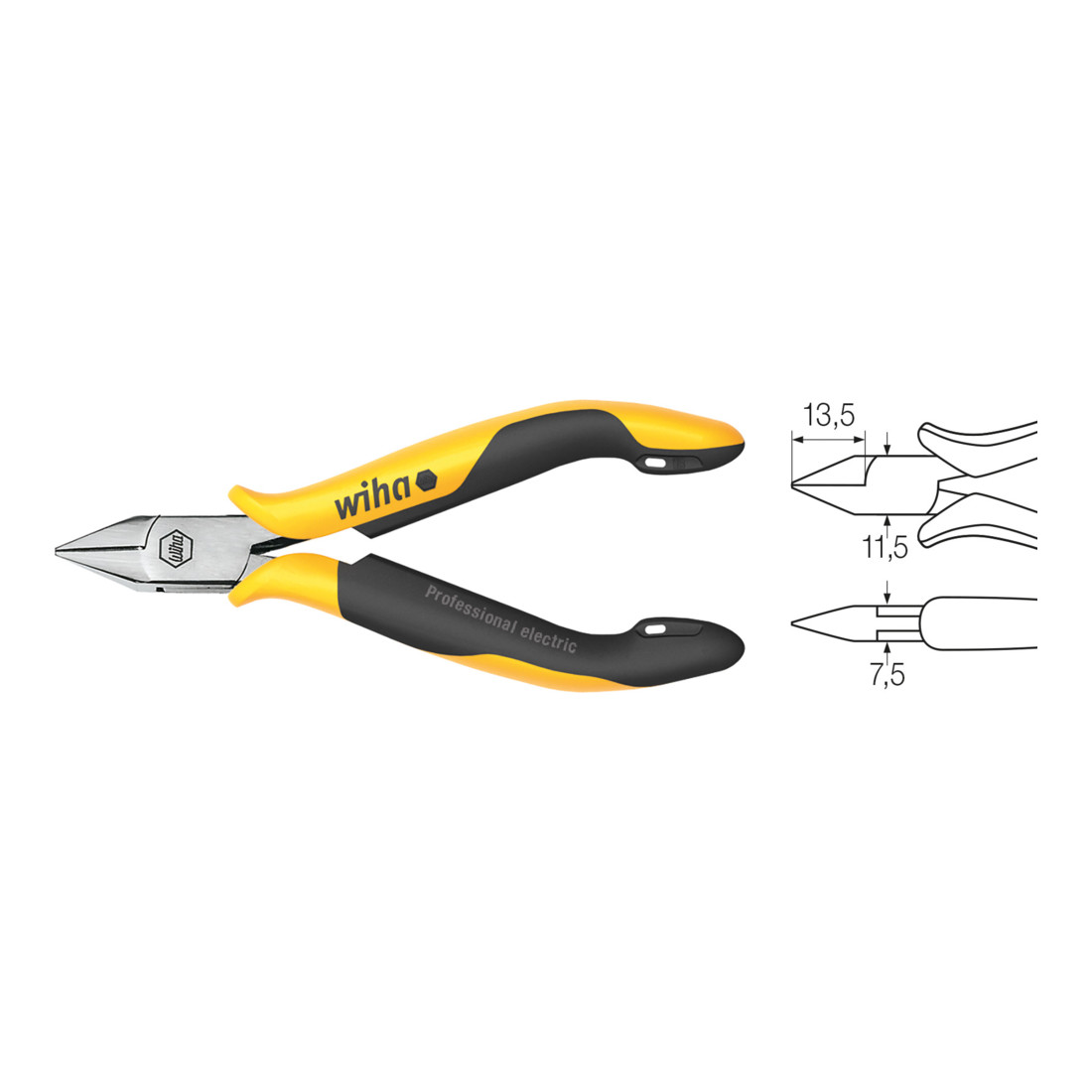 Wiha Pince coupante diagonale Professional ESD Tête large, pointue avec flanc (26816) 115 mm