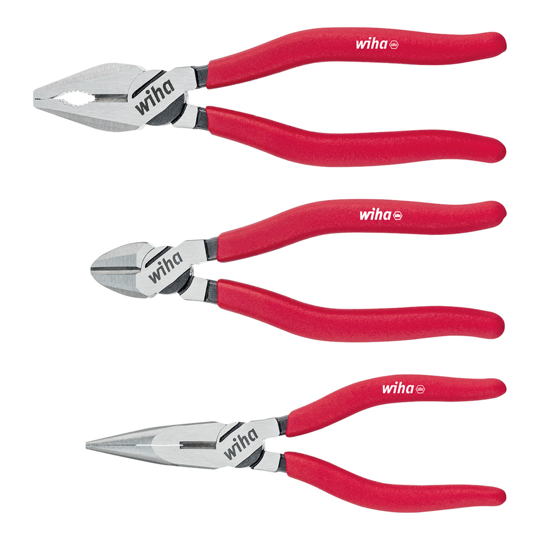 Wiha Jeu de pinces Classic pour circlips Pince universelle, pince demi-ronde, pince coupante diagonale 3 pcs (26850)