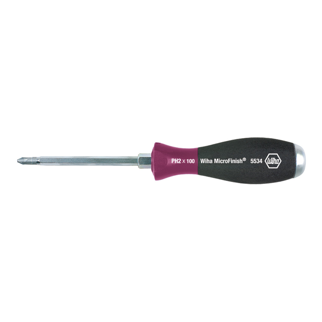 Wiha Tournevis MicroFinish Phillips avec lame six pans continue et avec disque de frappe (29151) PH3 x 150 mm