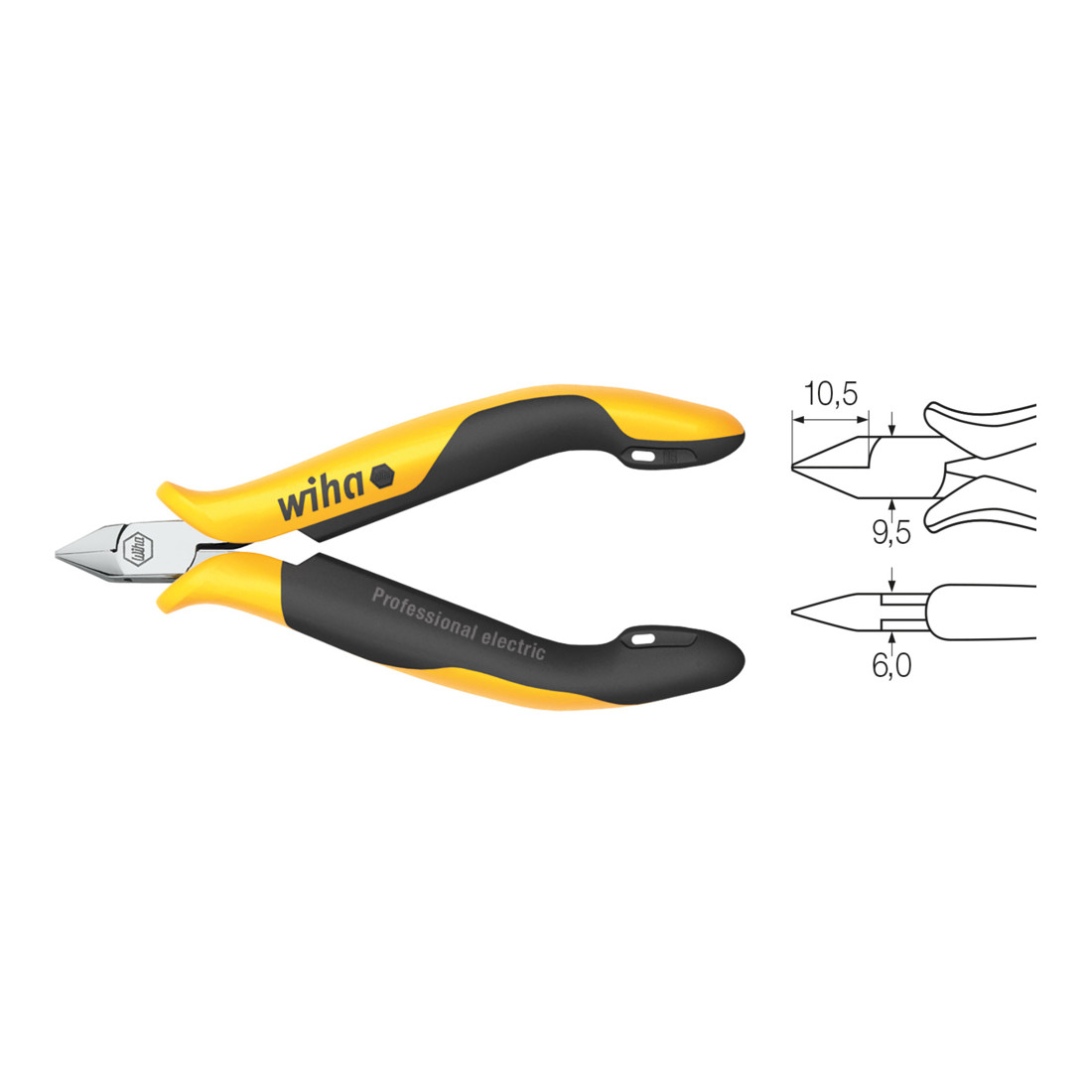 Wiha Pince coupante diagonale Professional ESD Tête étroite, pointue sans flanc (33521) 115 mm