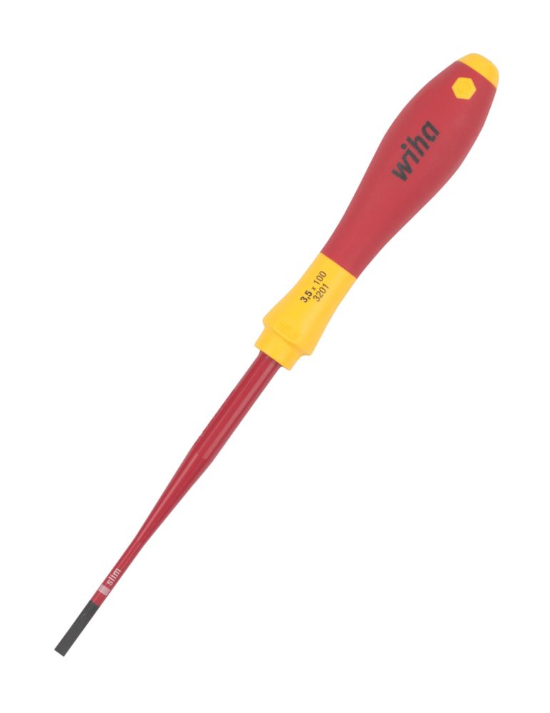 Wiha Tournevis SlimFix VDE SoftFinish plat 3,5mm x 100mm