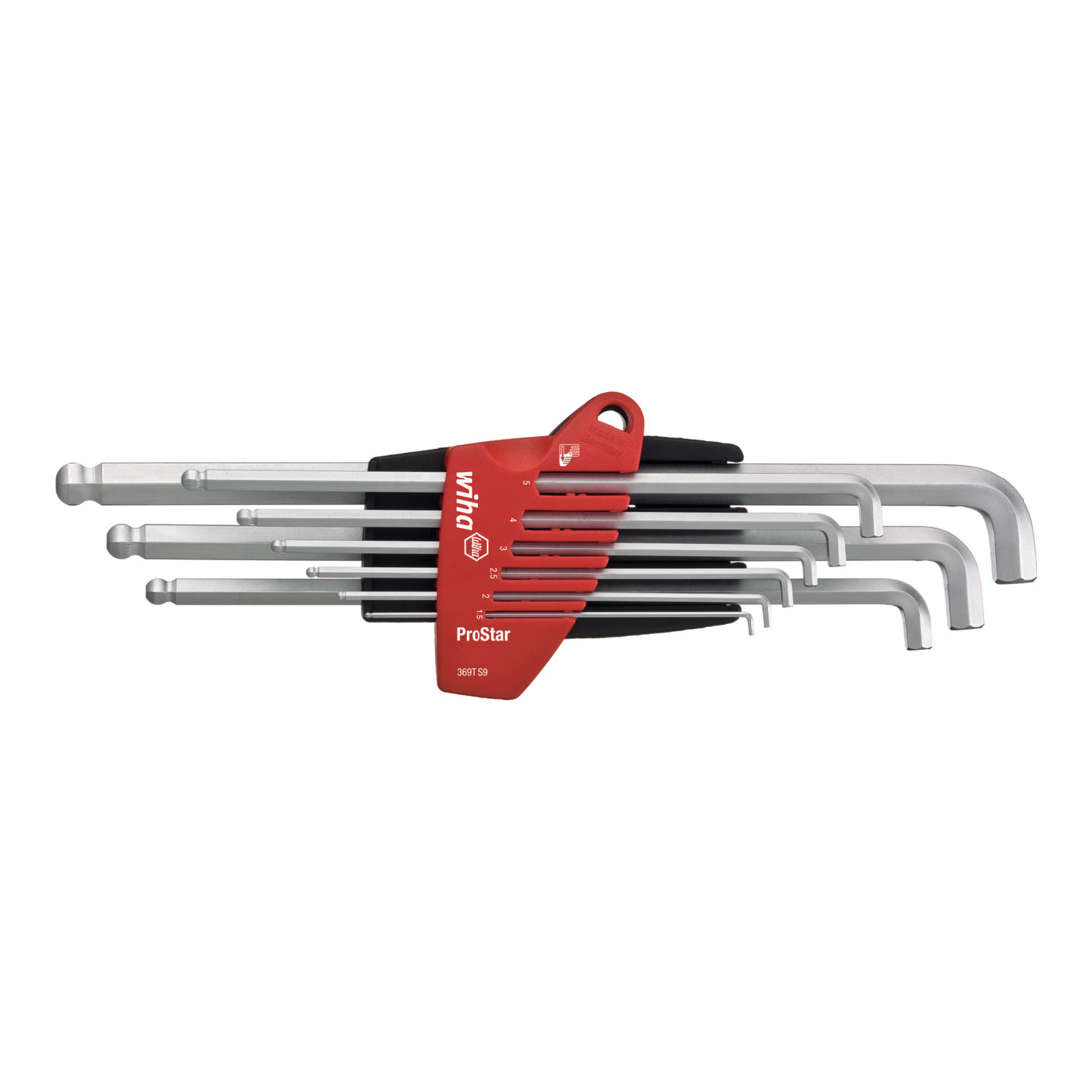 Wiha Set de clés mâles coudées 9pces 6 pans -tête sphér. ouv.1,5-10mm coudé branche c