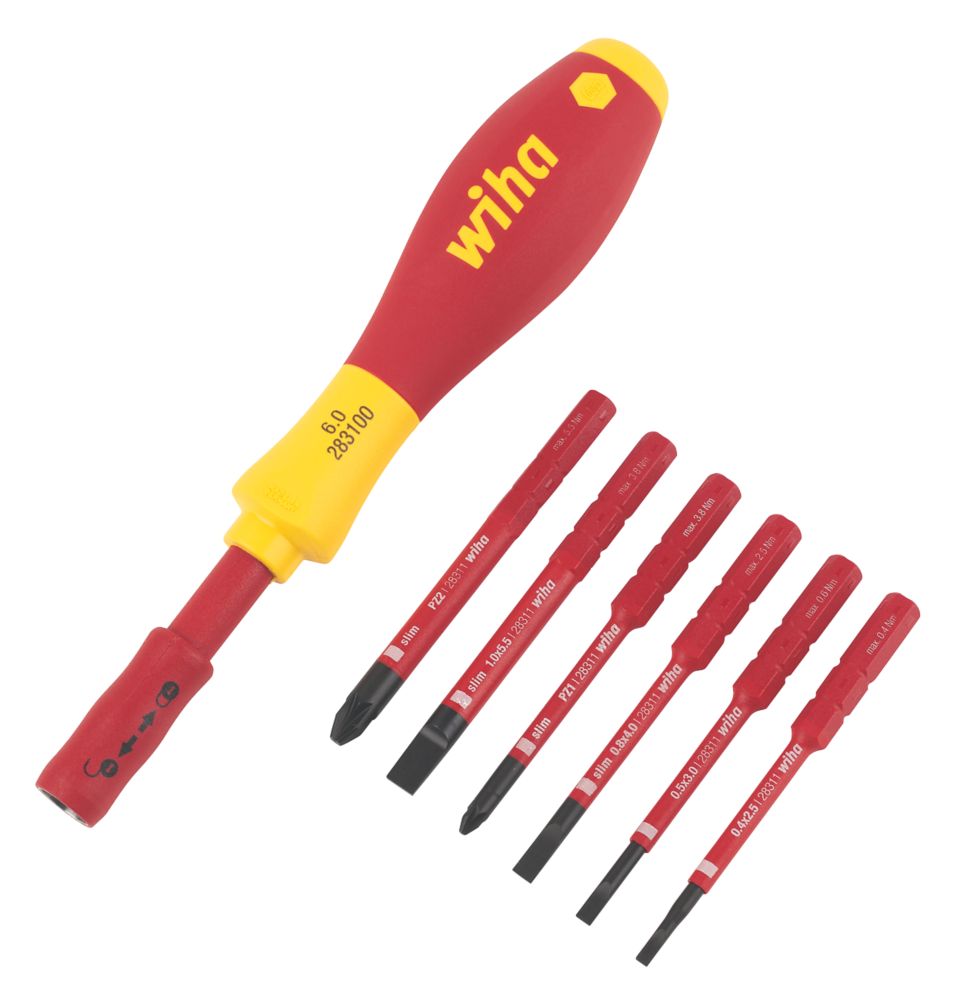 Wiha Kit de tournevis interchangeables VDE SlimVario 7 pièces
