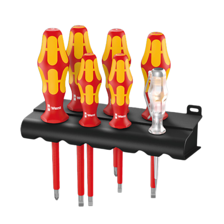 Wera Jeu de 6 tournevis isolés Kraftform Plus + Testeur de phase unipolaire