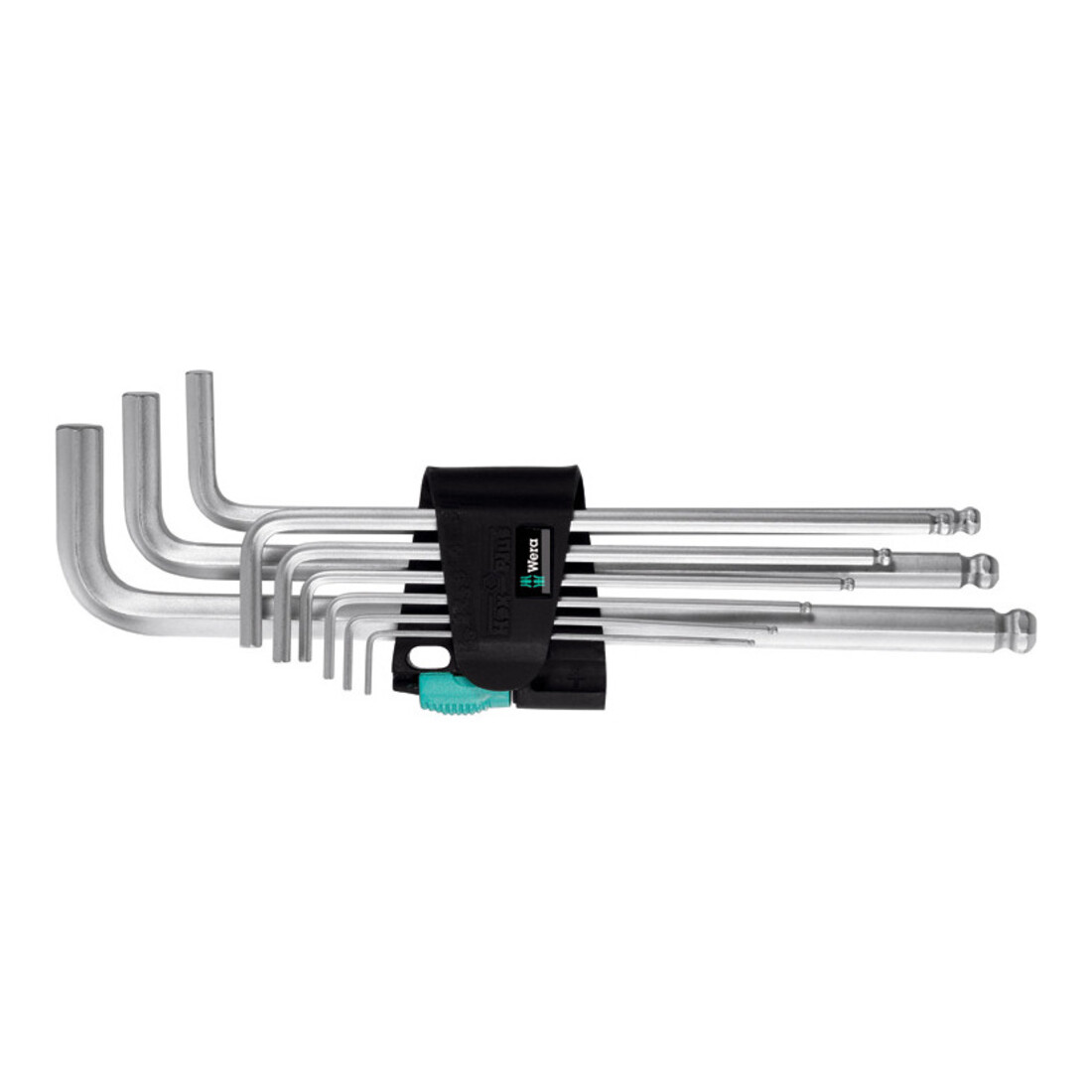 Wera Jeu de clés mâles coudées 6 pans Hex-Plus, chromées, Nombre de tournevis: 9