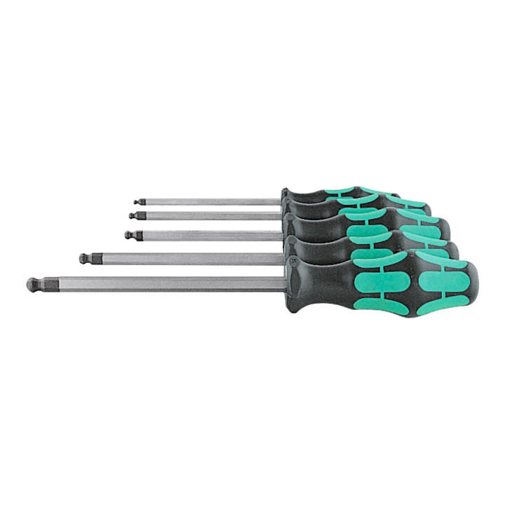 Wera Jeu de tournevis hexagonaux à tête sphérique, avec manche Kraftform, Nombre de tournevis: 8