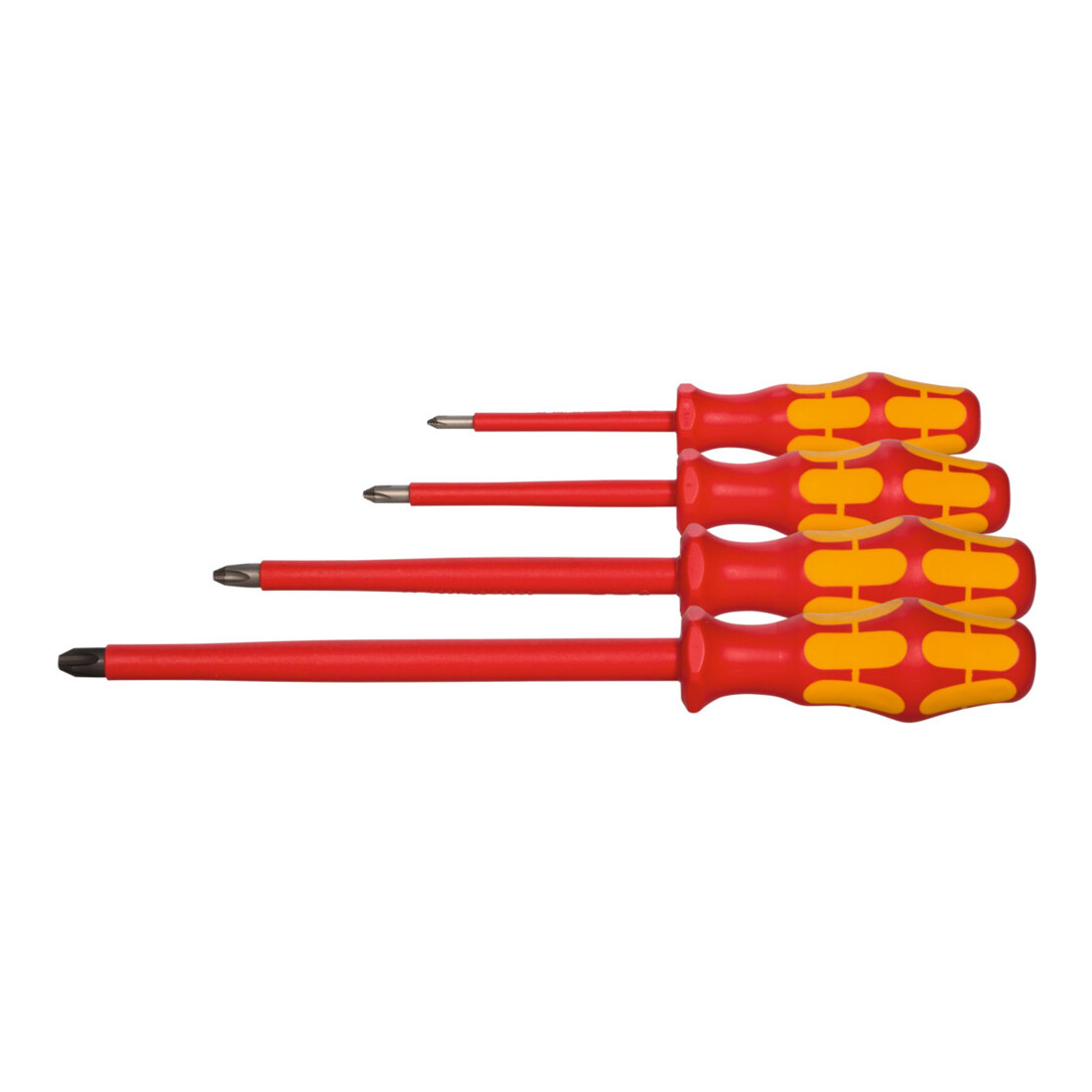 Wera Jeu de tournevis pour vis Phillips, avec manche Kraftform 100% isolés, Nombre de tournevis: 4