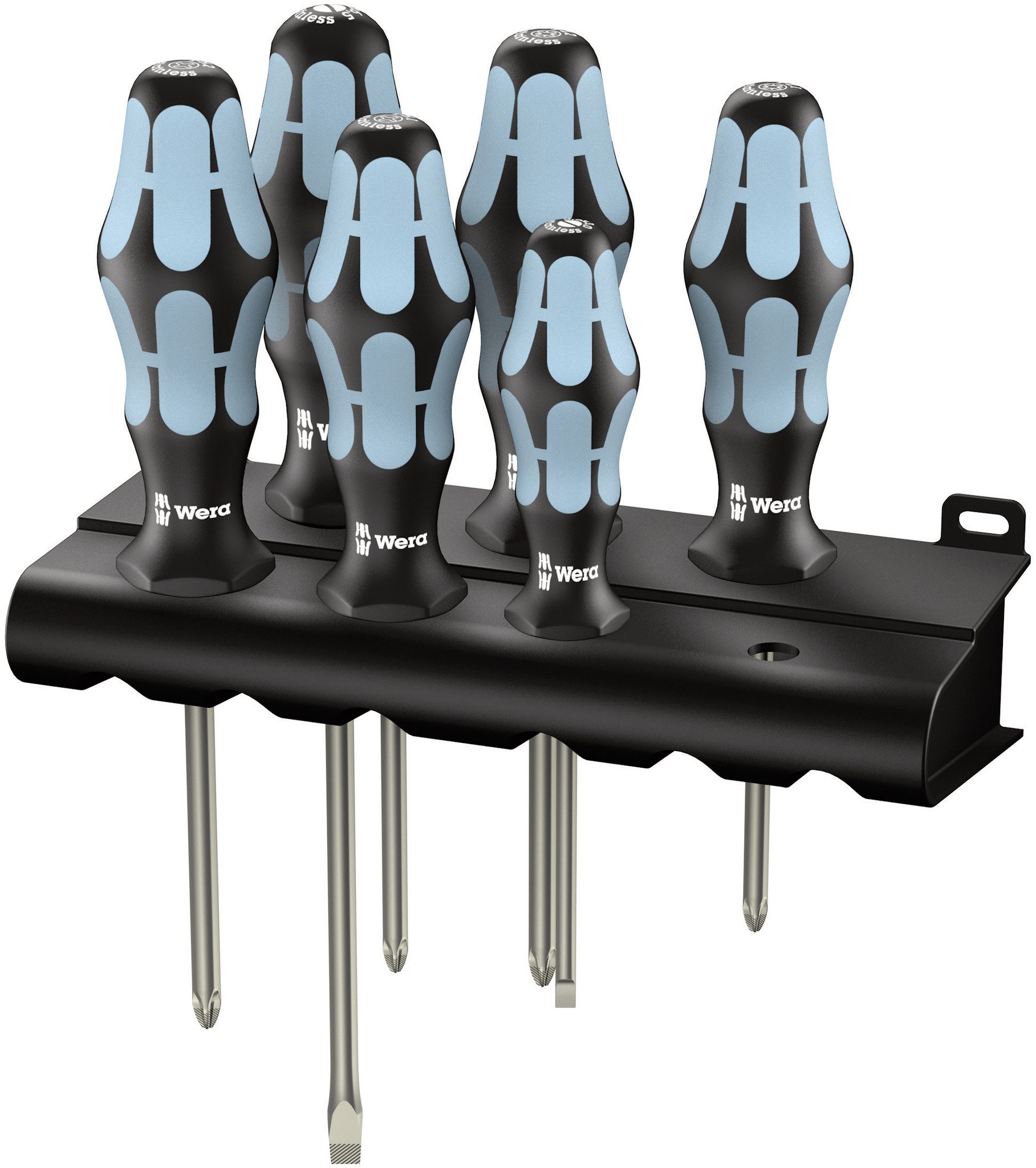 Wera 3334/3350/3355/6 Schraubendrehersatz, Edelstahl + Rack