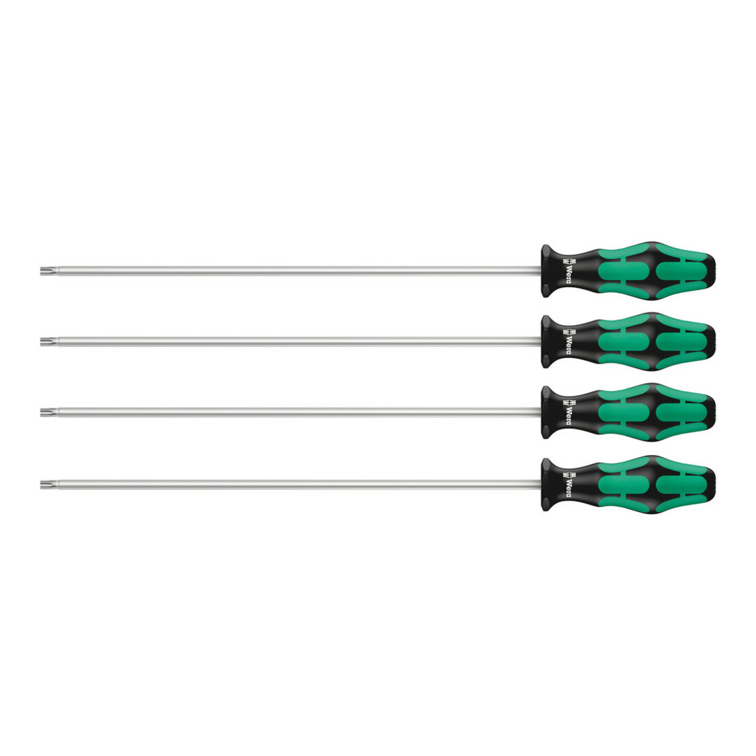 Wera 367/4 Jeu de tournevis Kraftform Plus TORX® HF avec fonction de retenue, à lames extra-longues 300 mm, 4 pièces