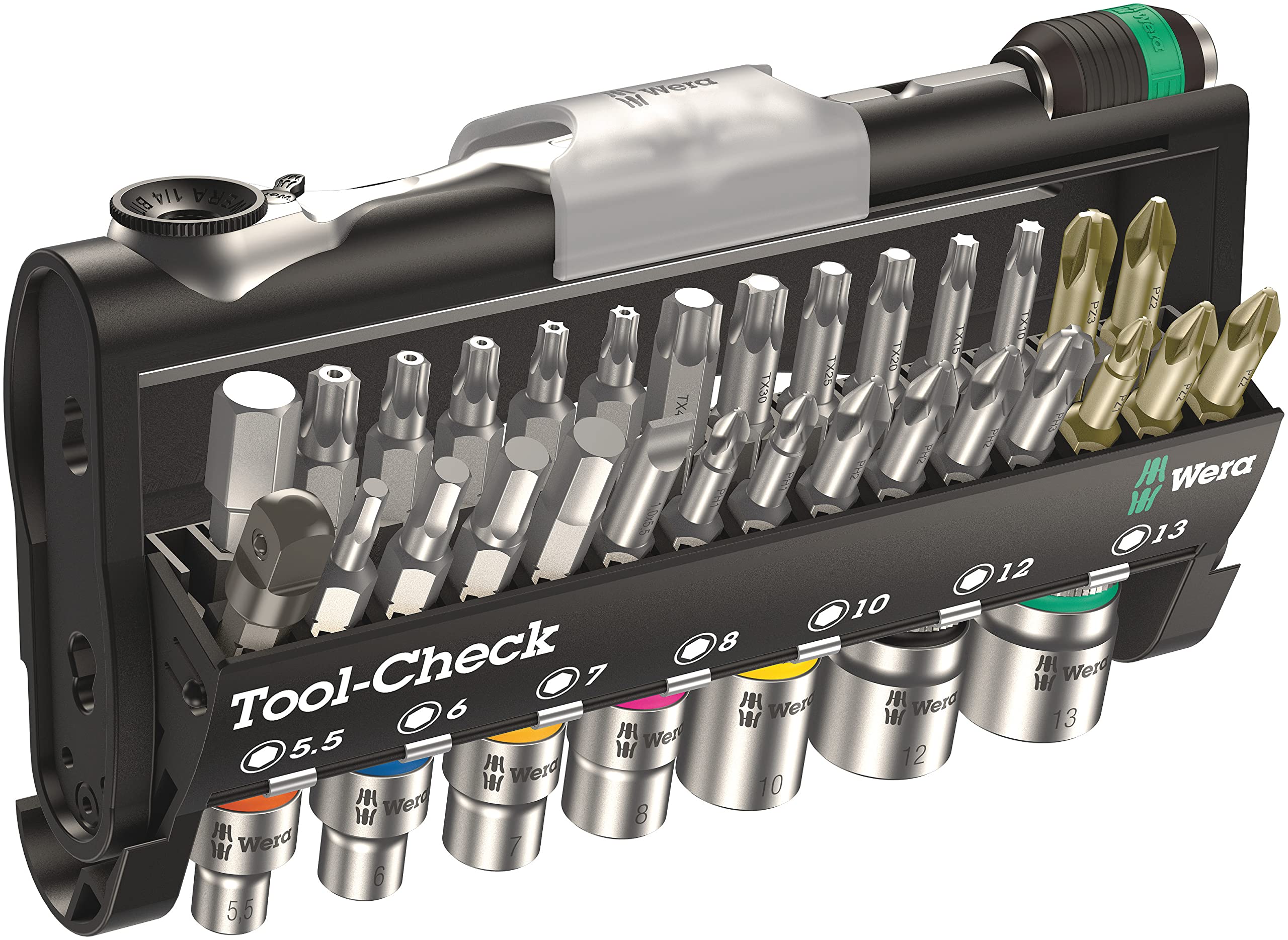 Wera Tool-Check 1 SB,Bitsatz, Ratsche & Nüsse 38-teilig