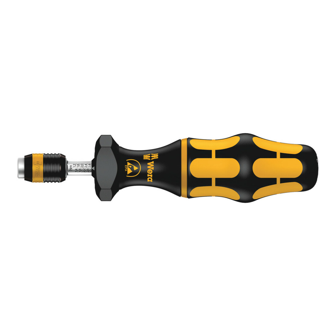 Wera Série 7400 Kraftform ESD, Tournevis dynamométrique réglable (0,1-0,34 Nm) avec mandrin à serrage rapide Rapidaptor