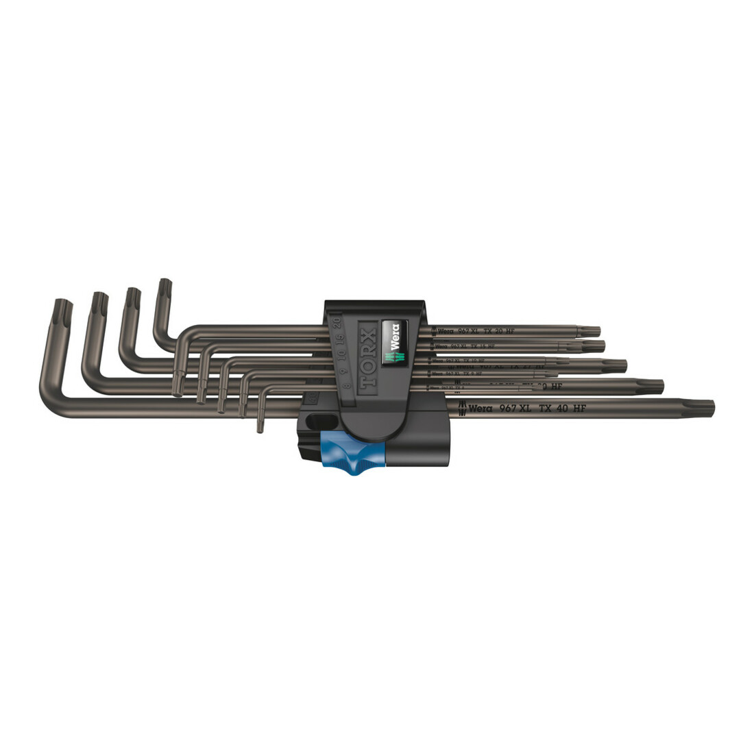Wera 967/9 TX XL HF 1 Clés mâles coudées TORX® HF avec fonction de retenue, version longue, 9 pièces