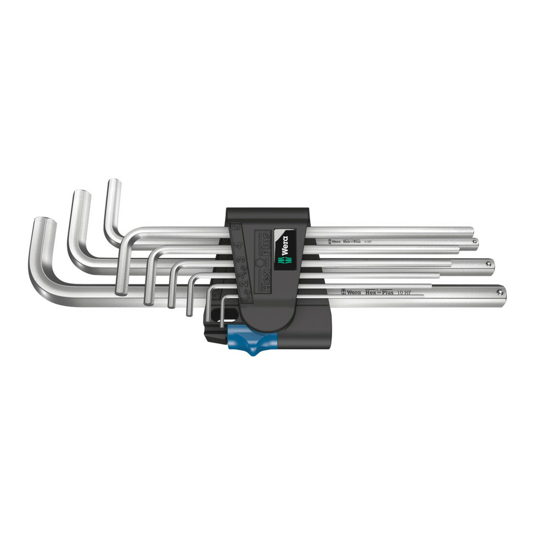 Wera 950/9 L Hex-Plus HF 1 Jeu de clés mâles coudées, syst. métrique, chromées, avec fonction de retenue, 9 pièces