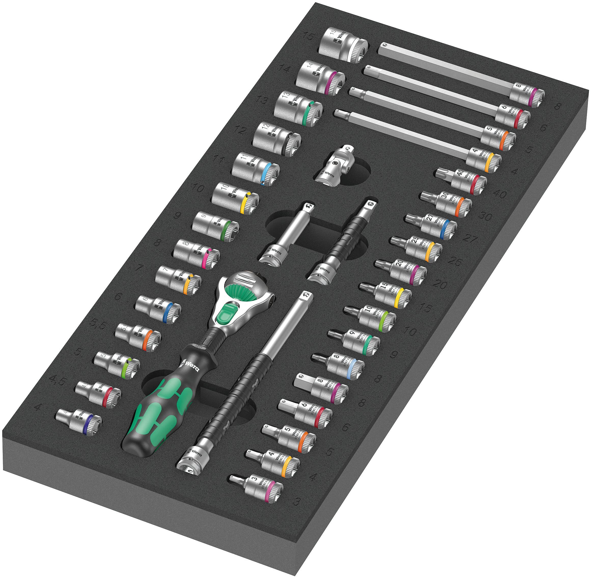 Wera 9720 Schaumstoffeinlage 8000 A Zyklop Knarre 1/4