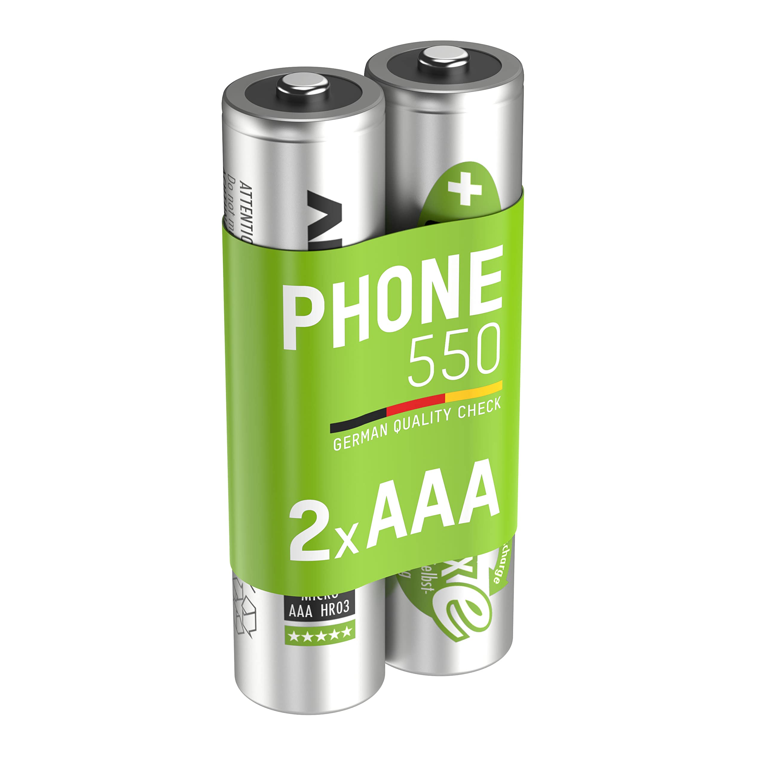 Ansmann Modèle du produit : Lot de 2 piles rechargeables type AAA 1,2V - 550 mAh (LR3)