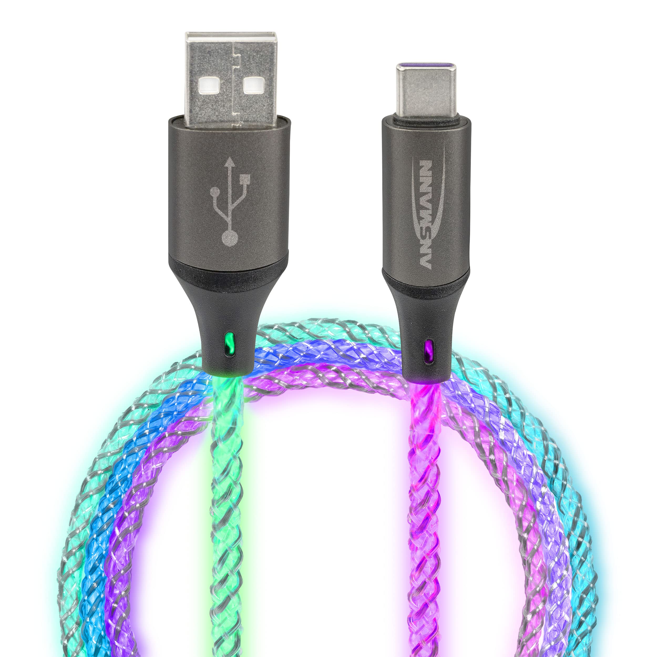 Ansmann Cordon USB-A USB-C PD lumineux 1,0 m