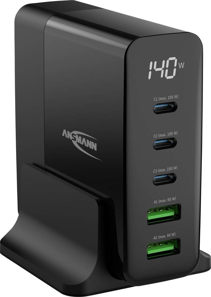 Ansmann CHARGEUR SECTEUR 2 PORTS USB Type-A QC + 3 PORTS USB Type-C PD 140 W