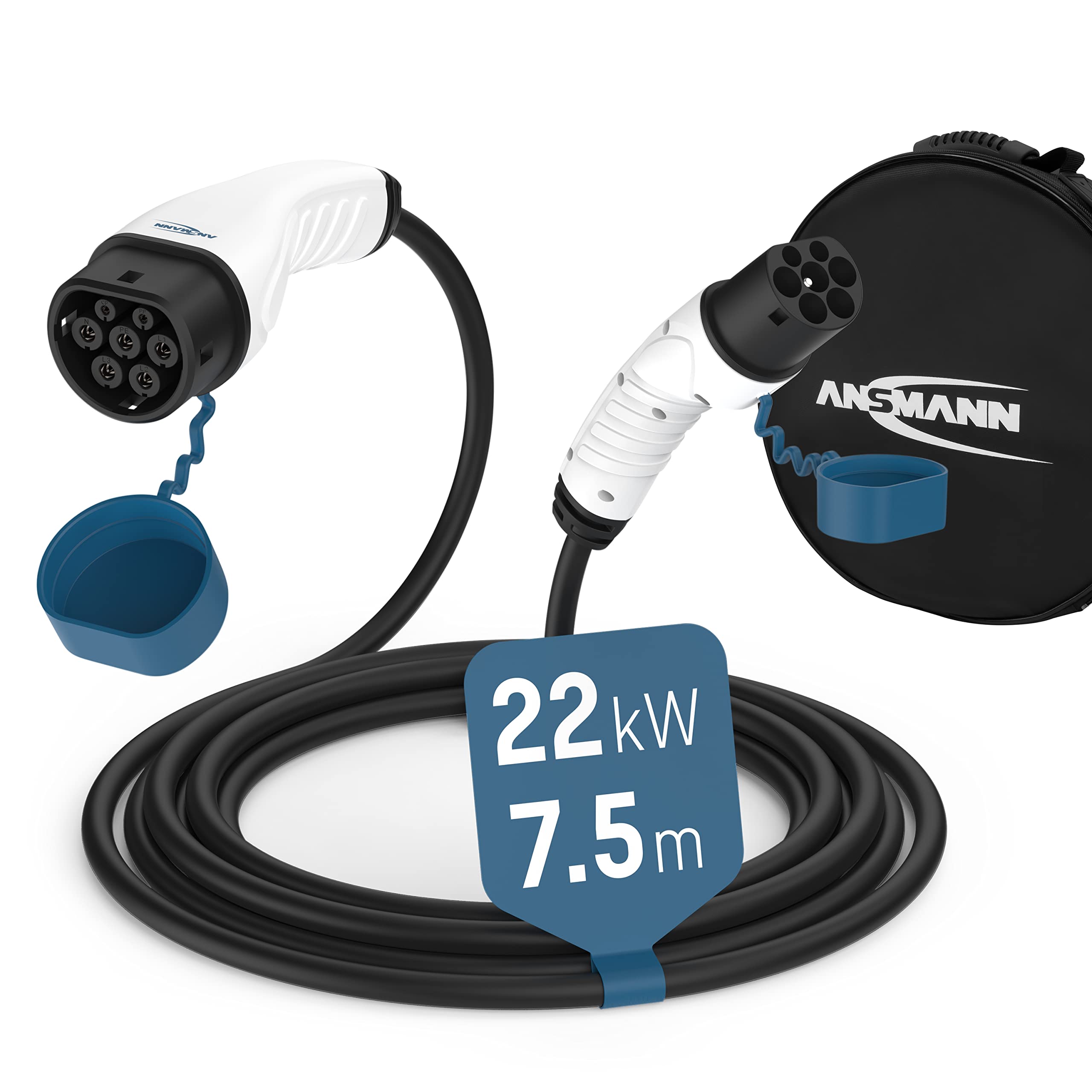 Ansmann Câble de charge Type 2 22 KW pour véhicule électrique