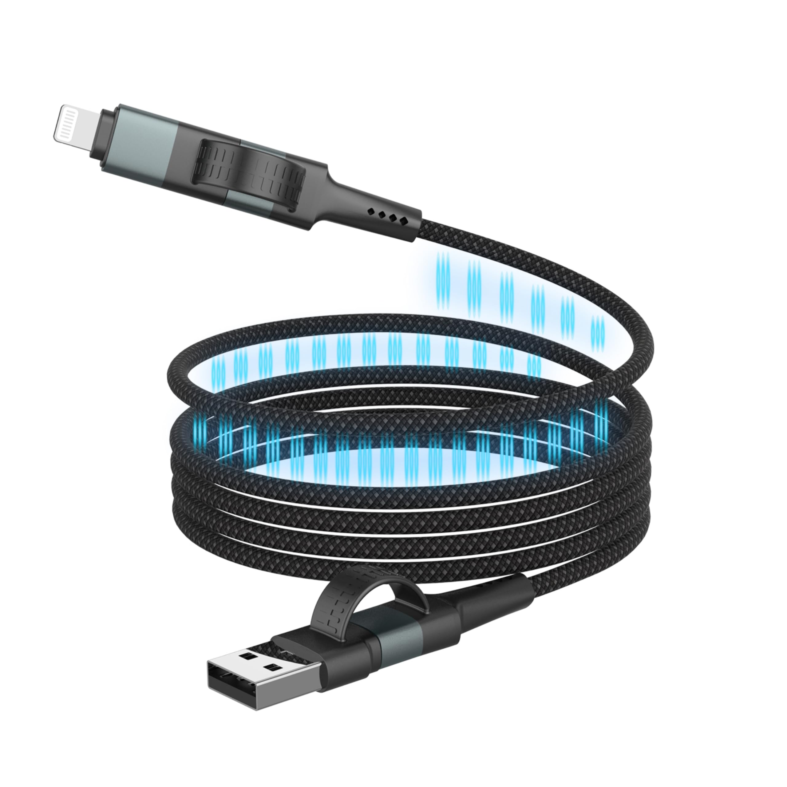 Ansmann Cordon magnétique USB-A USB-C PD Lightning 1,2 m