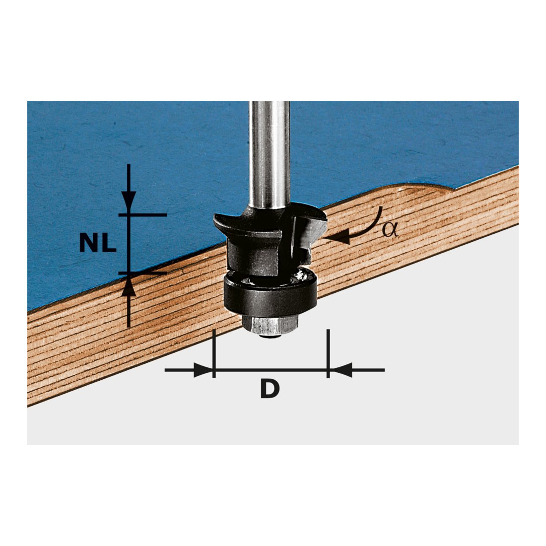 Festool Fraise à chanfreiner/affleurer HW S8 D24/0° +45°