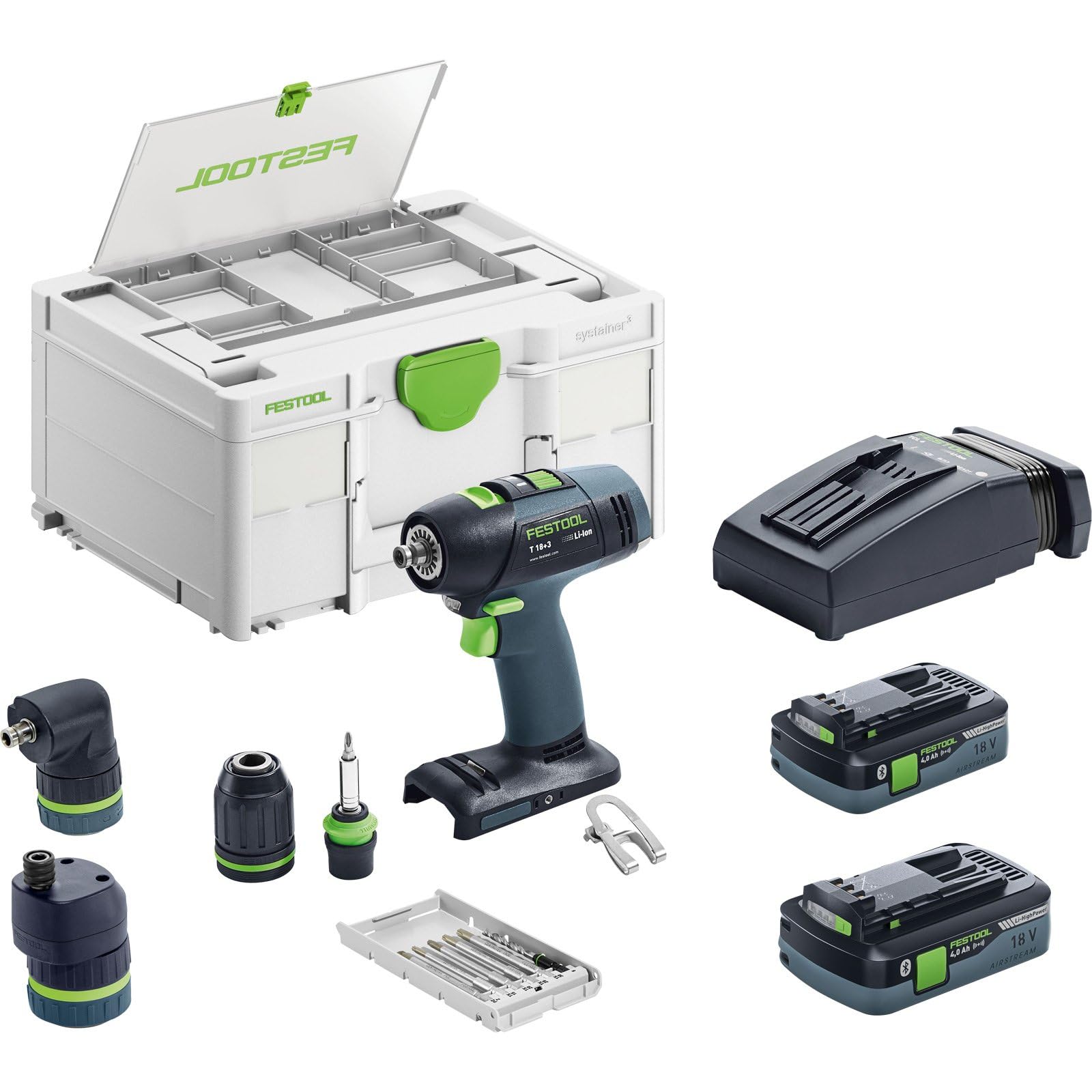 Festool Perceuse-visseuse 18V T 18+3 HPC 4,0 I-Set + 2 batteries 4Ah + chargeur + Systainer SYS3
