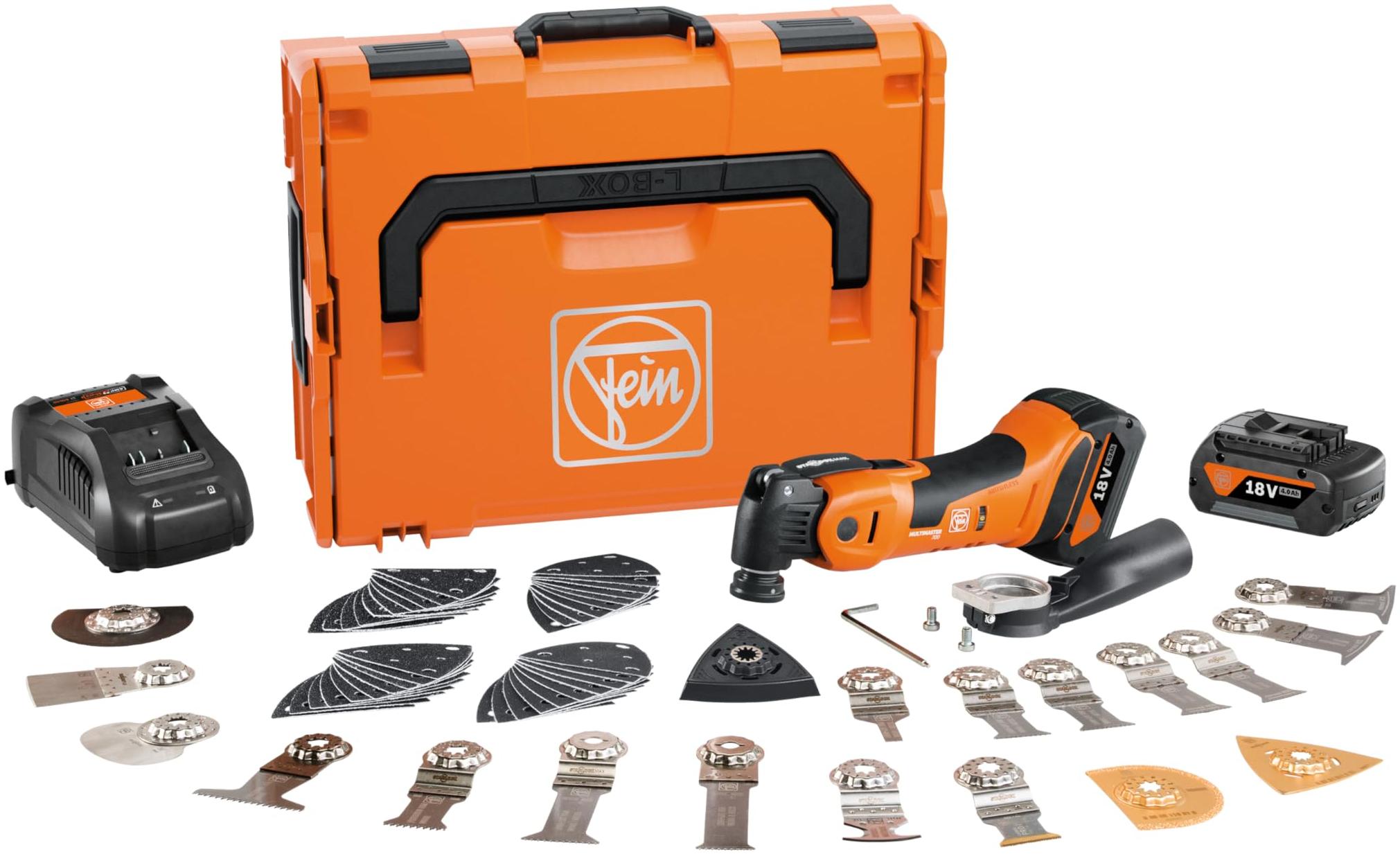 Fein Multimaster 18V AMM 700 Max Top + 2 batteries 4 Ah AMPShare + chargeur en coffret L-BOXX