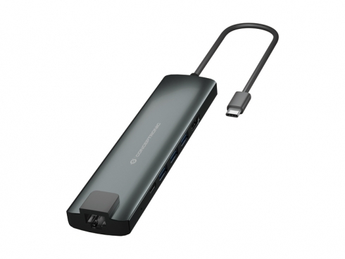 CONCEPTRONIC DONN06G Hub Adaptateur 9 en 1 USB-C vers HDMI/USB-C PD/USB-C données/USB 3.0/SD/TF/RJ45