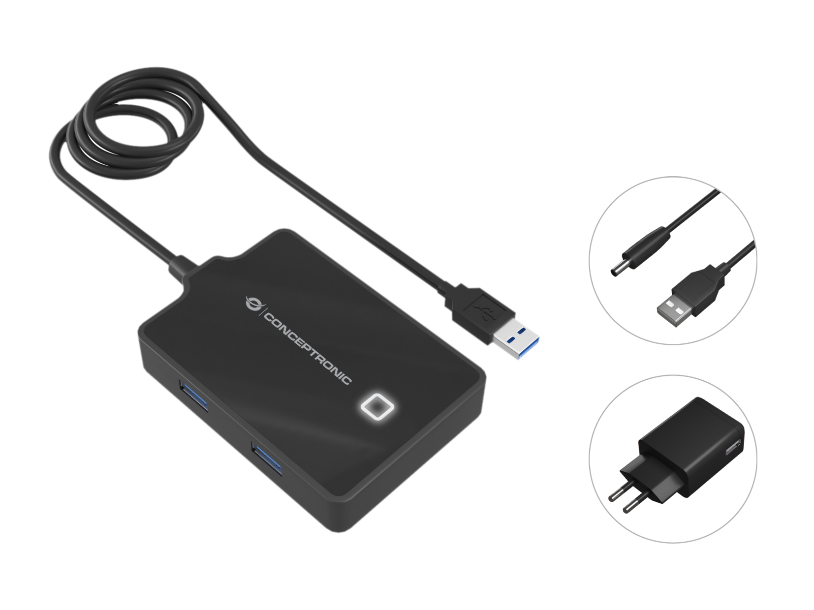 CONCEPTRONIC HUBBIES11BP HUB 4 ports USB 3.0 + adaptateur secteur