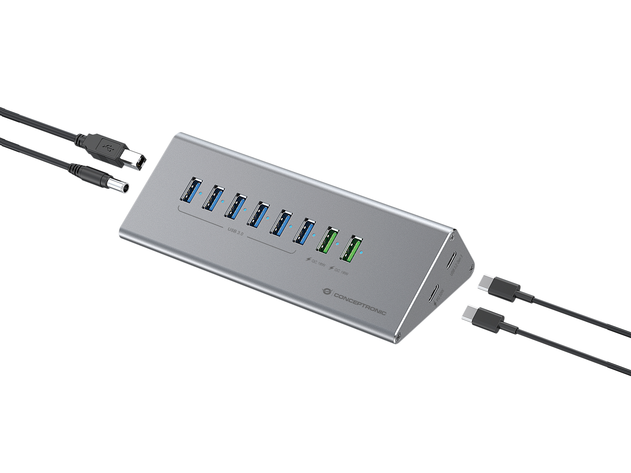 CONCEPTRONIC CONCEPTRONIC10-Port Hub USB-A3.0/-C Adap.->6xA3.0+m.Netz. gr