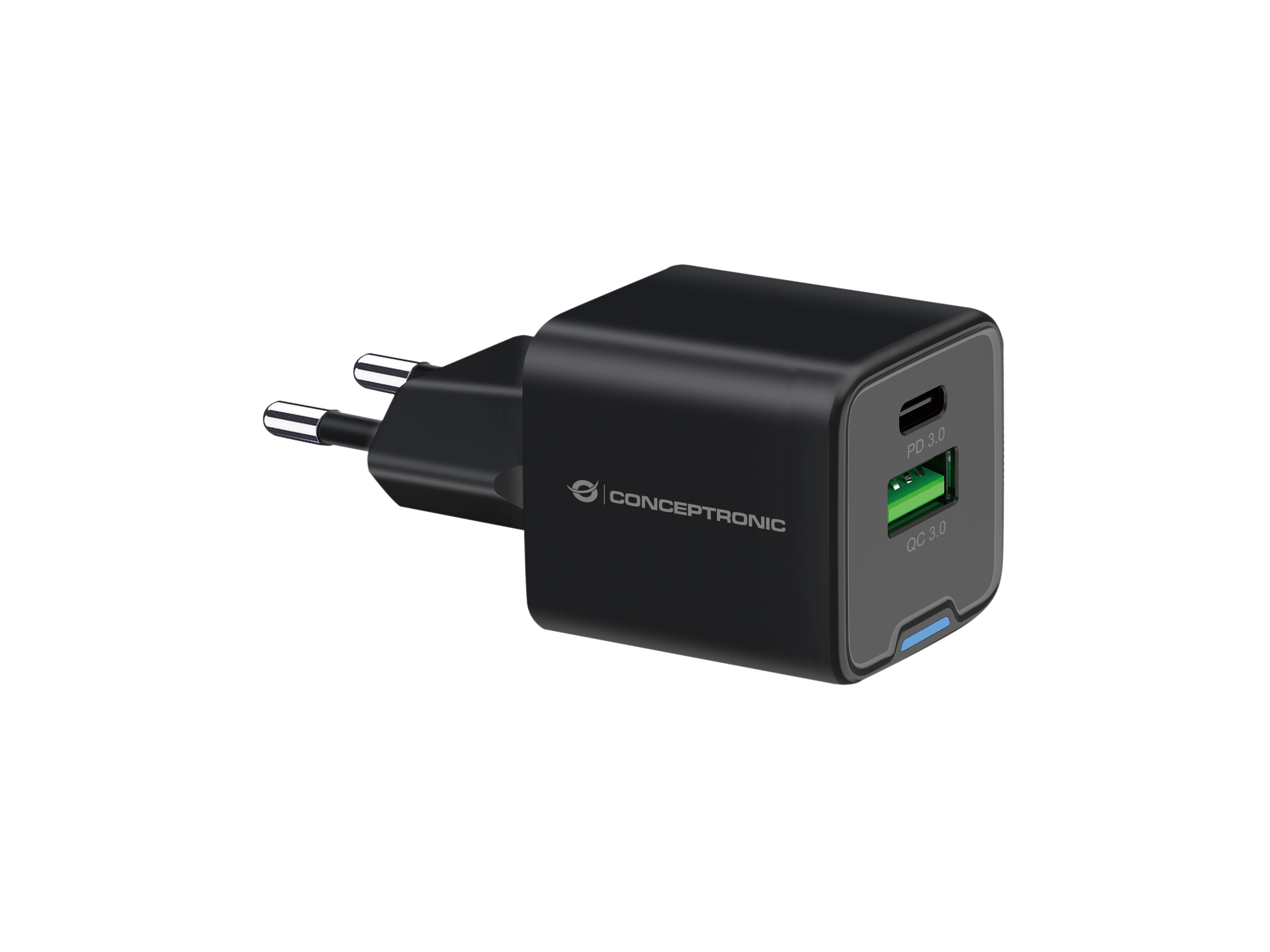 CONCEPTRONIC CONCEPTRONIC Ladegerät 2Port GaN USB-C/-A    20WPD3.0/PPS sw
