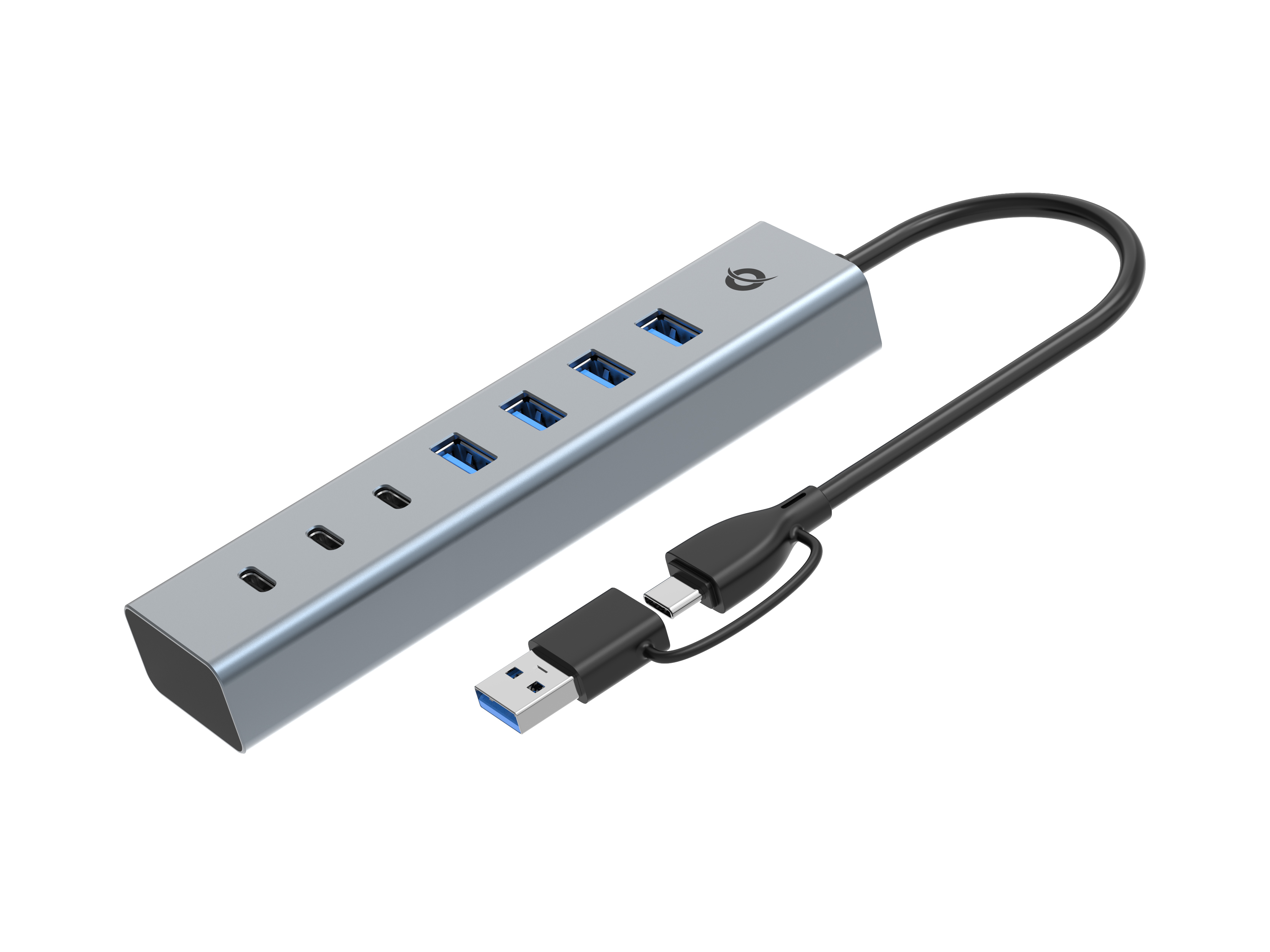 CONCEPTRONIC CONCEPTRONIC 7-Port Hub USB-A3.0/-C Adap.->4xA3.0+o.Netz. gr