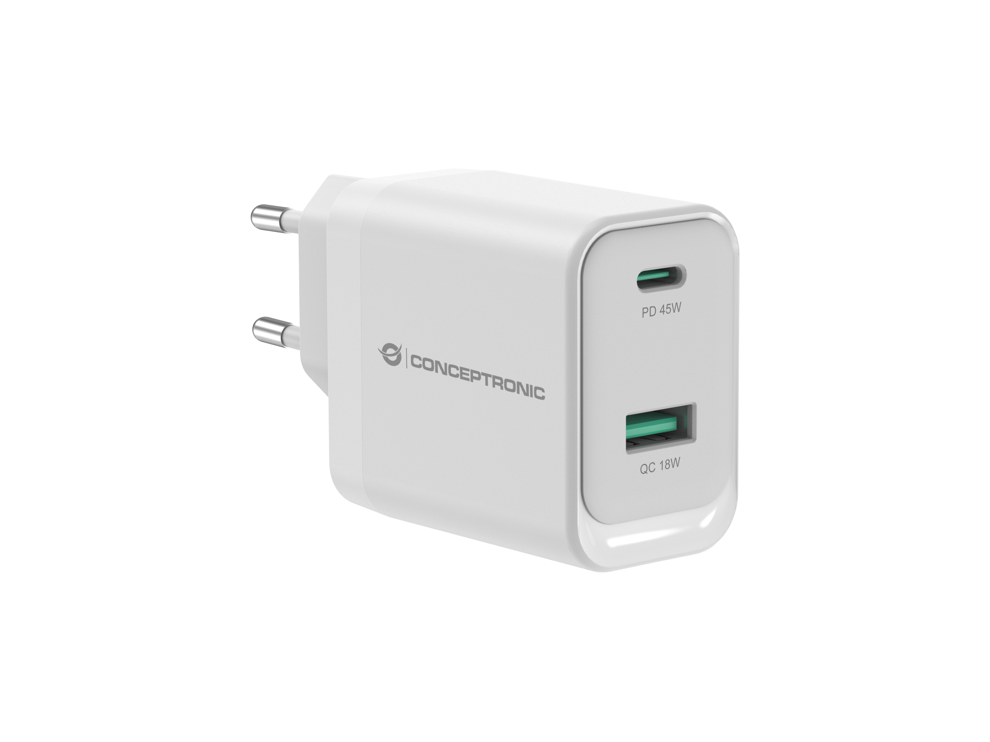 CONCEPTRONIC CONCEPTRONIC Ladegerät 2Port GaN USB-C/-A    45WPD3.0/PPS ws