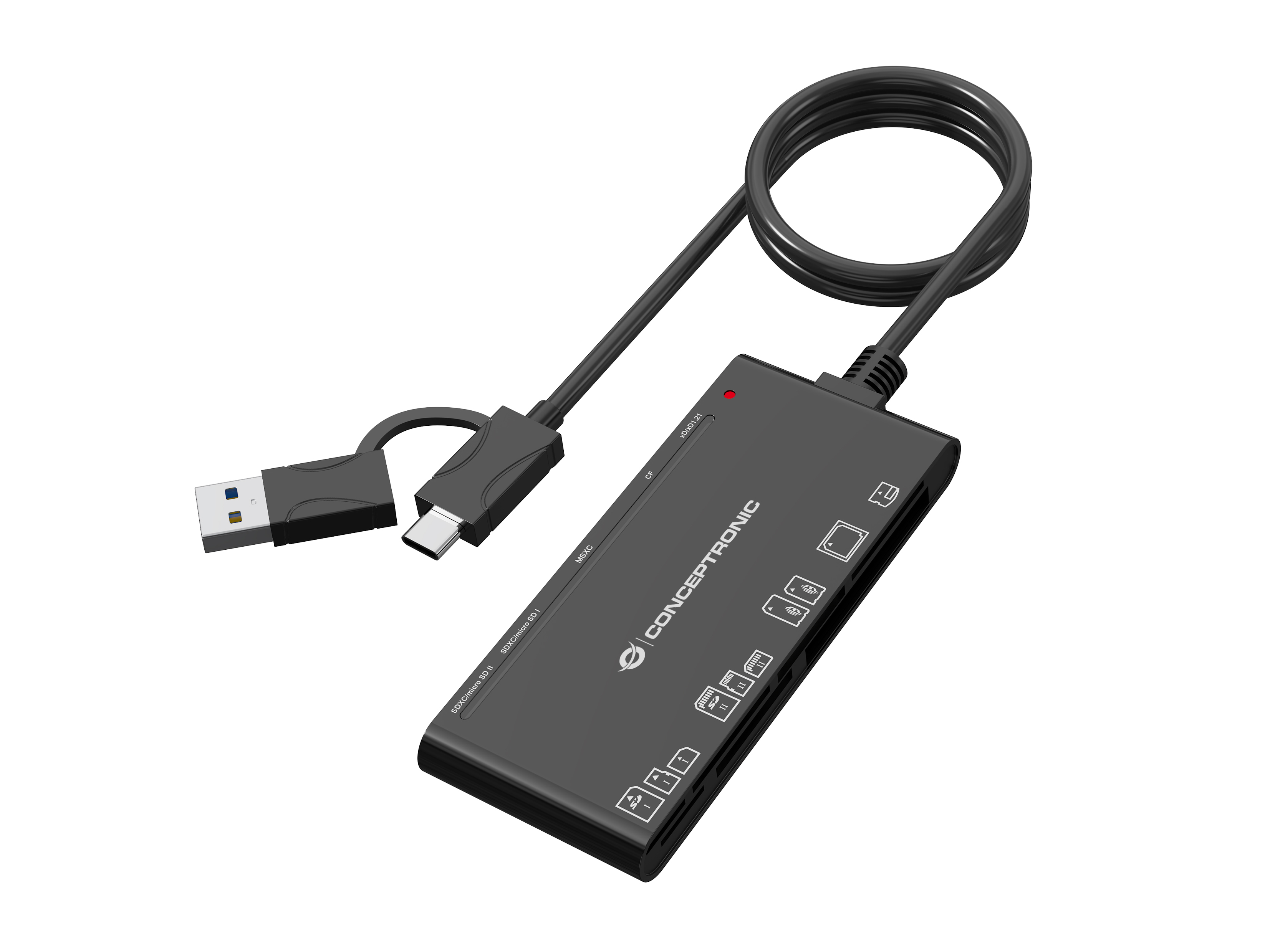 CONCEPTRONIC CONCEPTRONIC Kartenleser USB-A/-C3.2->7-in-1         schwarz
