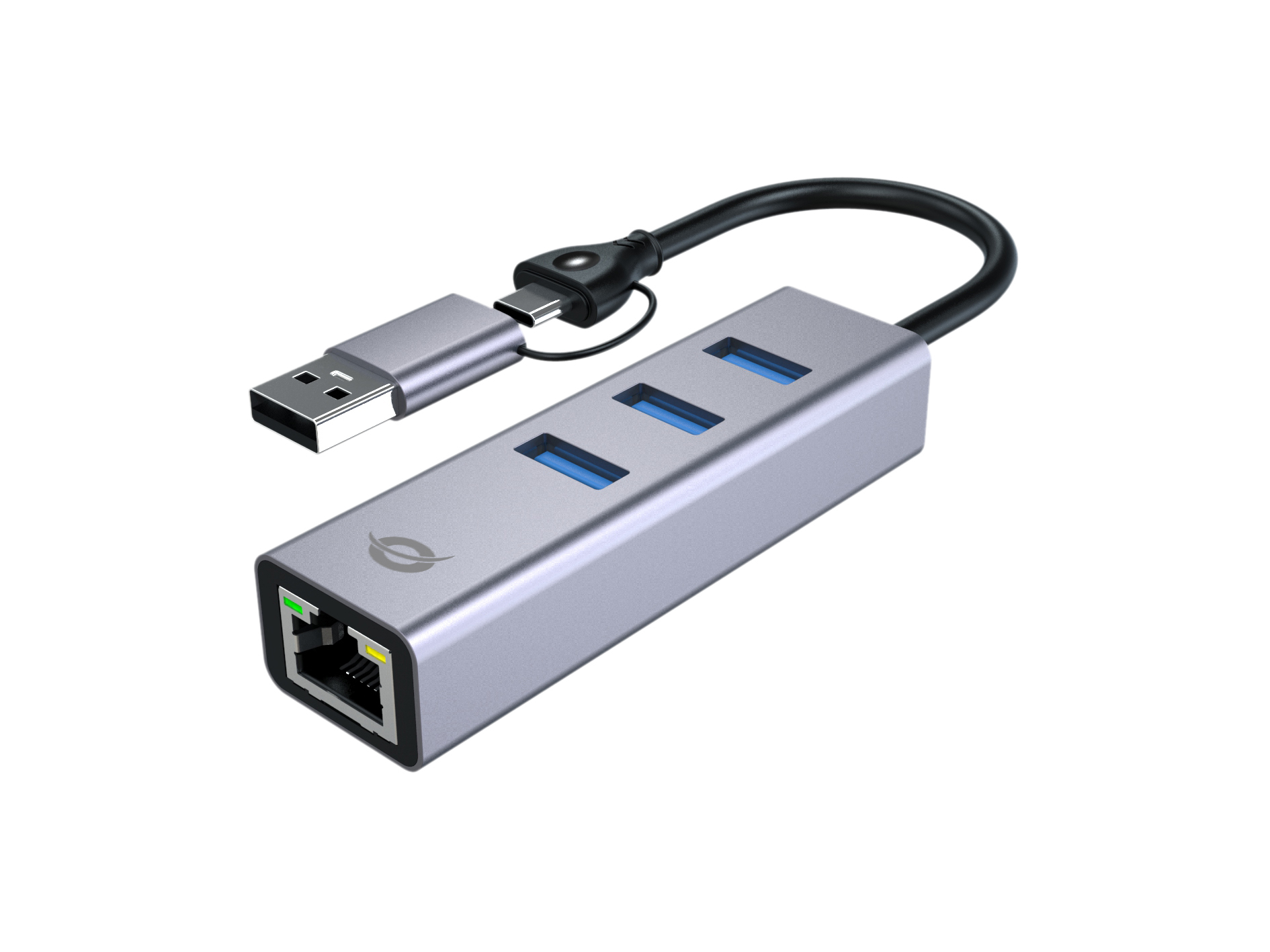 CONCEPTRONIC CONCEPTRONIC Adapter USB-C/-A3.0->GbE+3x-A3.0 5Gbs gr