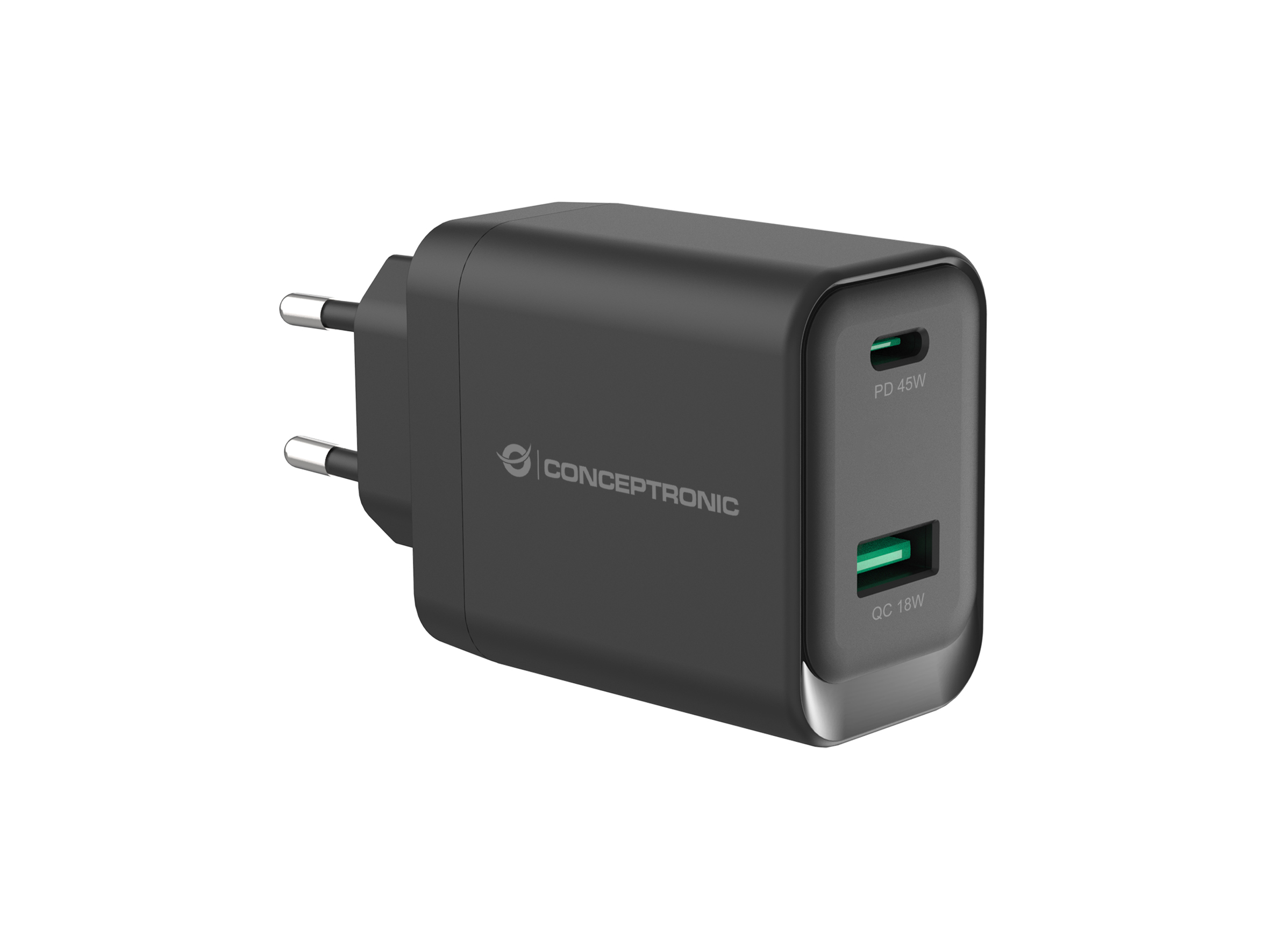 CONCEPTRONIC CONCEPTRONIC Ladegerät 2Port GaN USB-C/-A    45WPD3.0/PPS sw