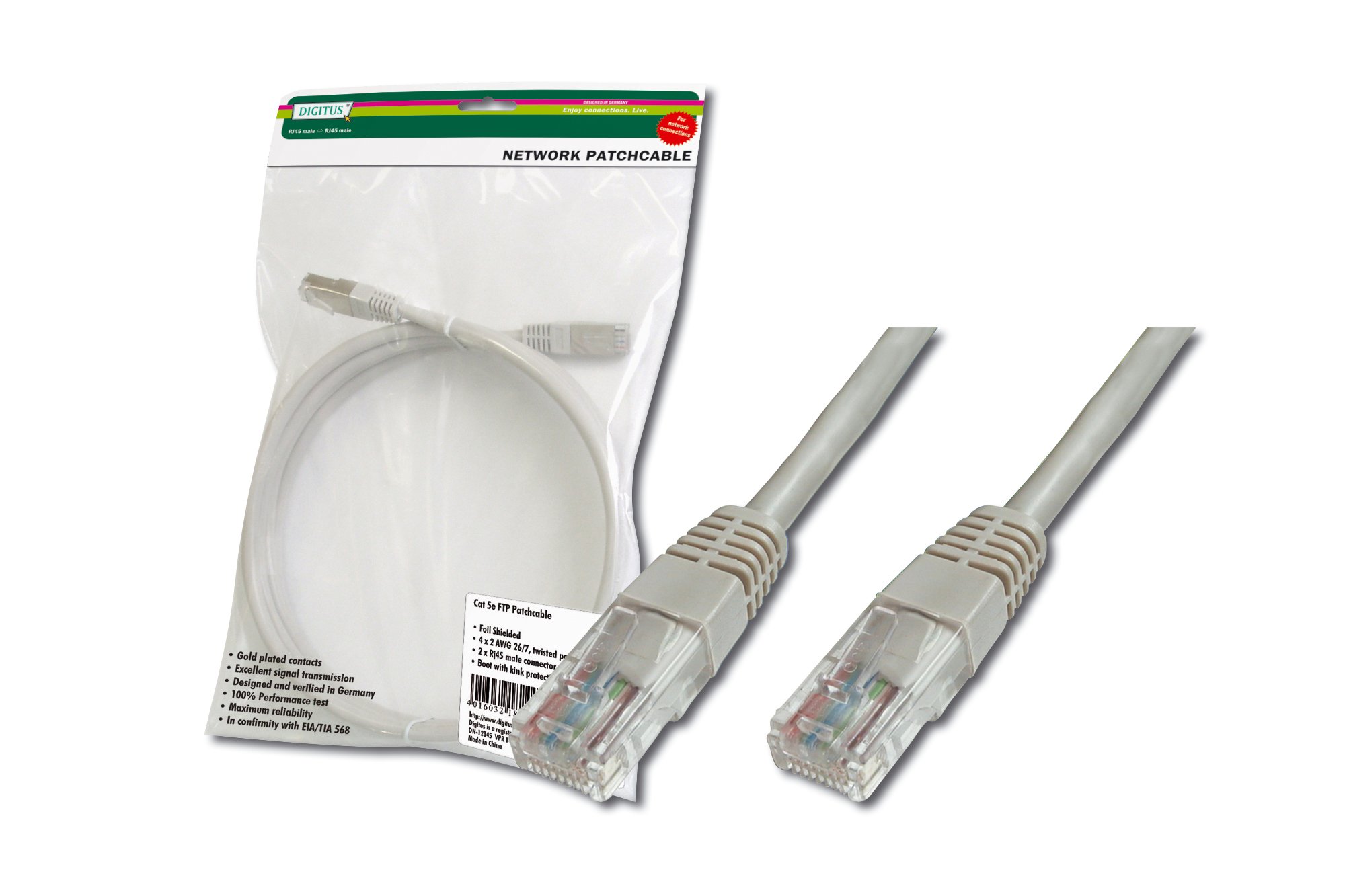 DIGITUS Câble de brassage CAT 5e U-UTP Cu PVC AWG 26/7 longueur 3 m de couleur grise