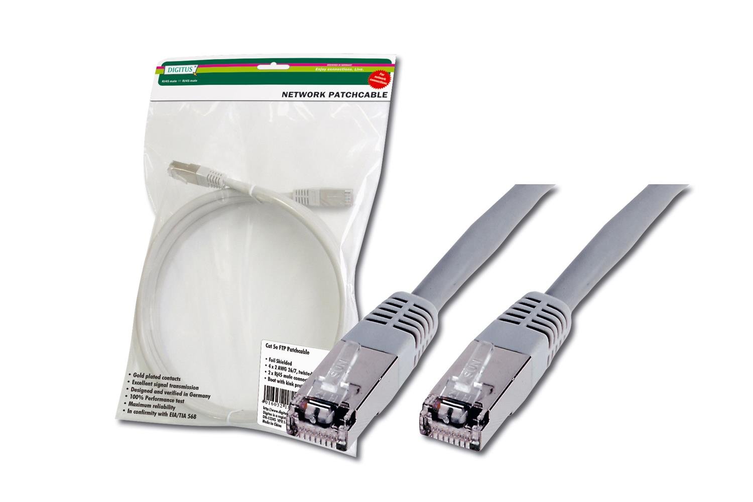 DIGITUS Câble de brassage croisé CAT 5e SF-UTP Cu PVC AWG 26/7 2m gris