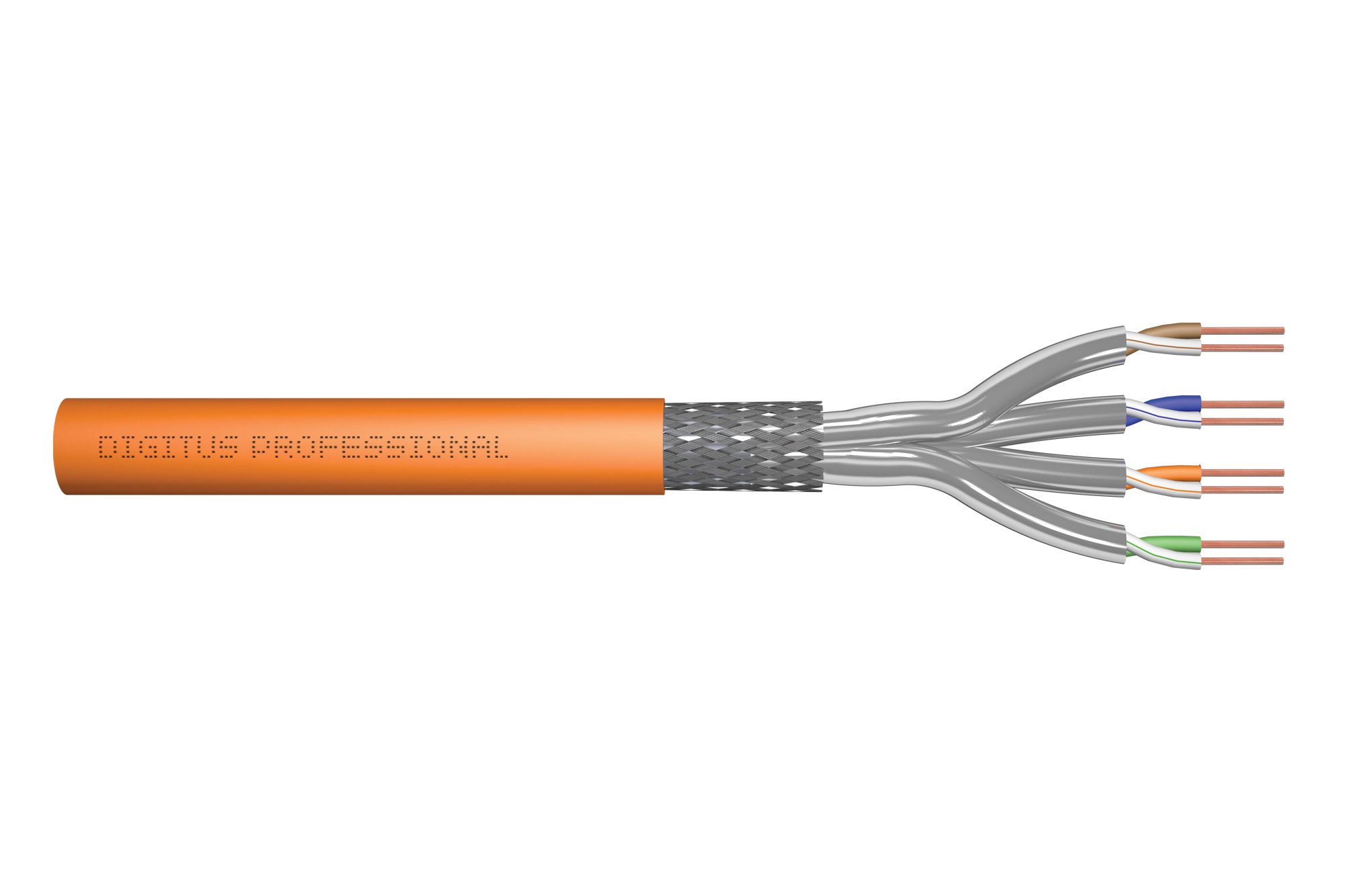 DIGITUS CAT 7 S-FTP installation cable 1200 MHz Dca EN 50575 AWG 23/1 500 m drum simplex color orange