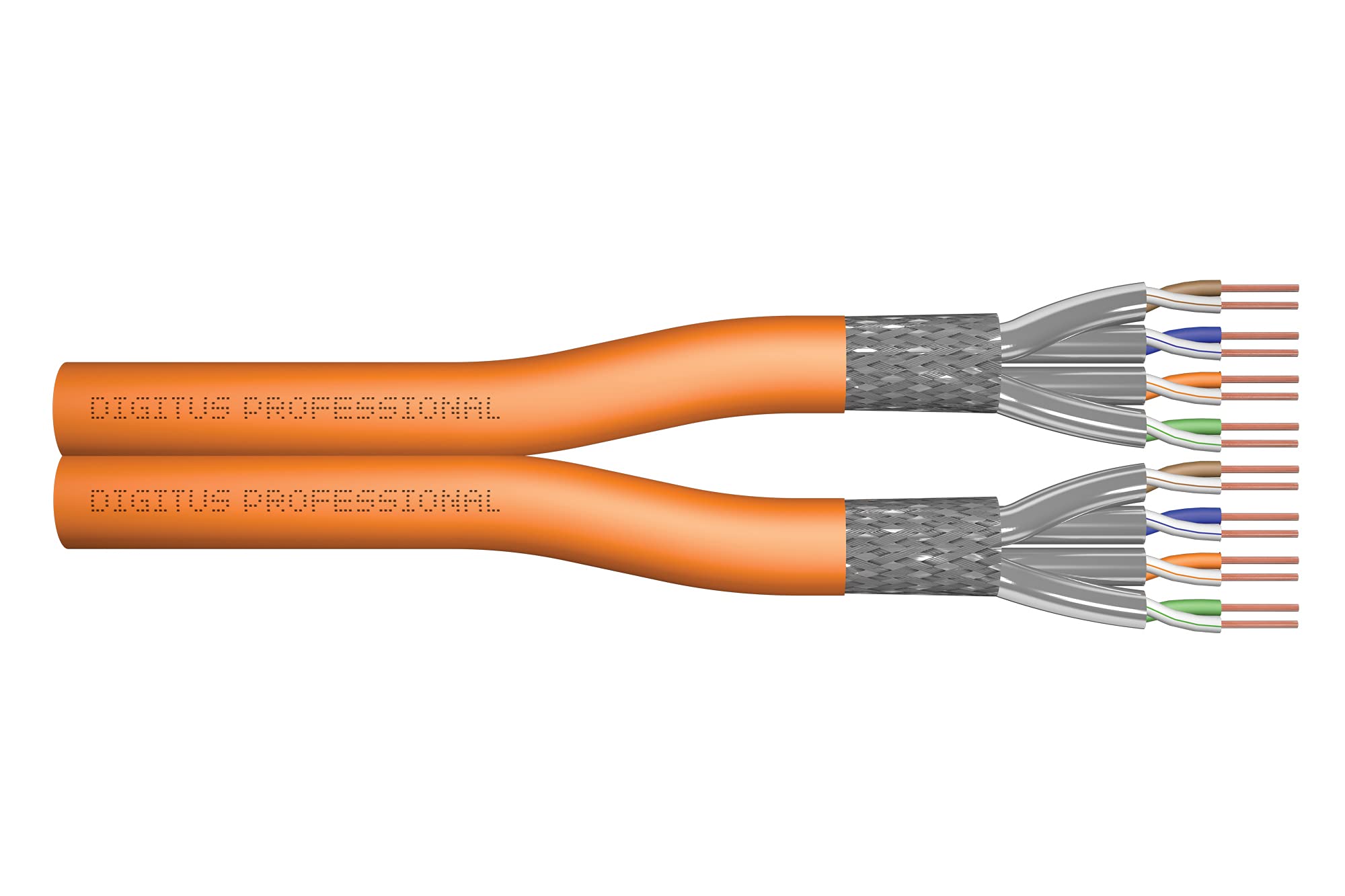 DIGITUS CAT 7 S-FTP Installation Cable 1200 MHz Dca EN 50575 AWG 23/1 100 m Ring Duplex Color Orange
